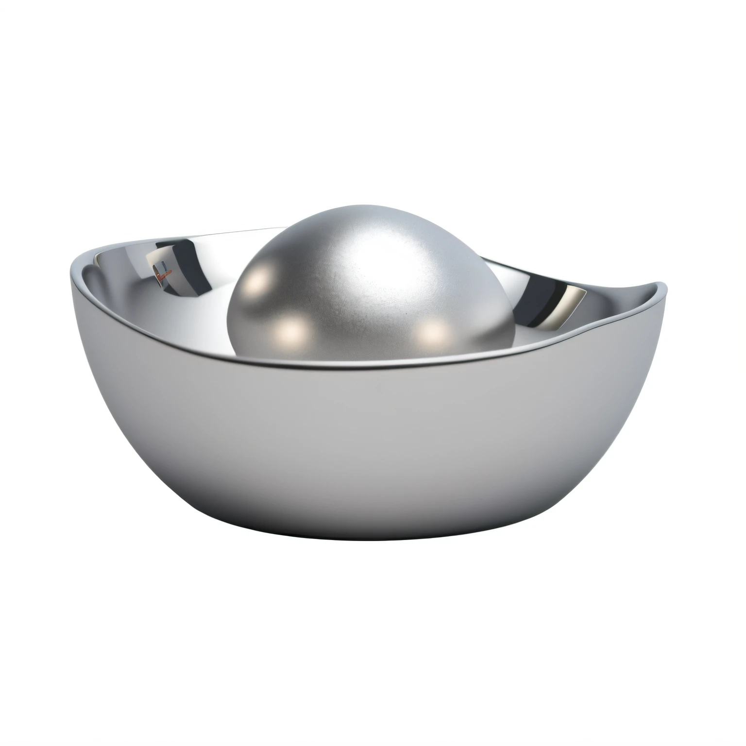 3D, Unreal Engine 5, 16K, Ultra High Definition, Detail, Sharp, Silver Bowl with Silver Ball, Ray Tracing Render, Satisfying Render, Smooth Surface Render, Black & White 3D Model, Soft Image Shading, Design in Blender, Soft Shading, Ray Tracing Image, Ambient Occlusion Render, Smooth Render, Smooth Light Shading, Ambient Occlusion Render, Silver Egg Cup, Ray Tracing Ambient Occlusion, Rendered Image