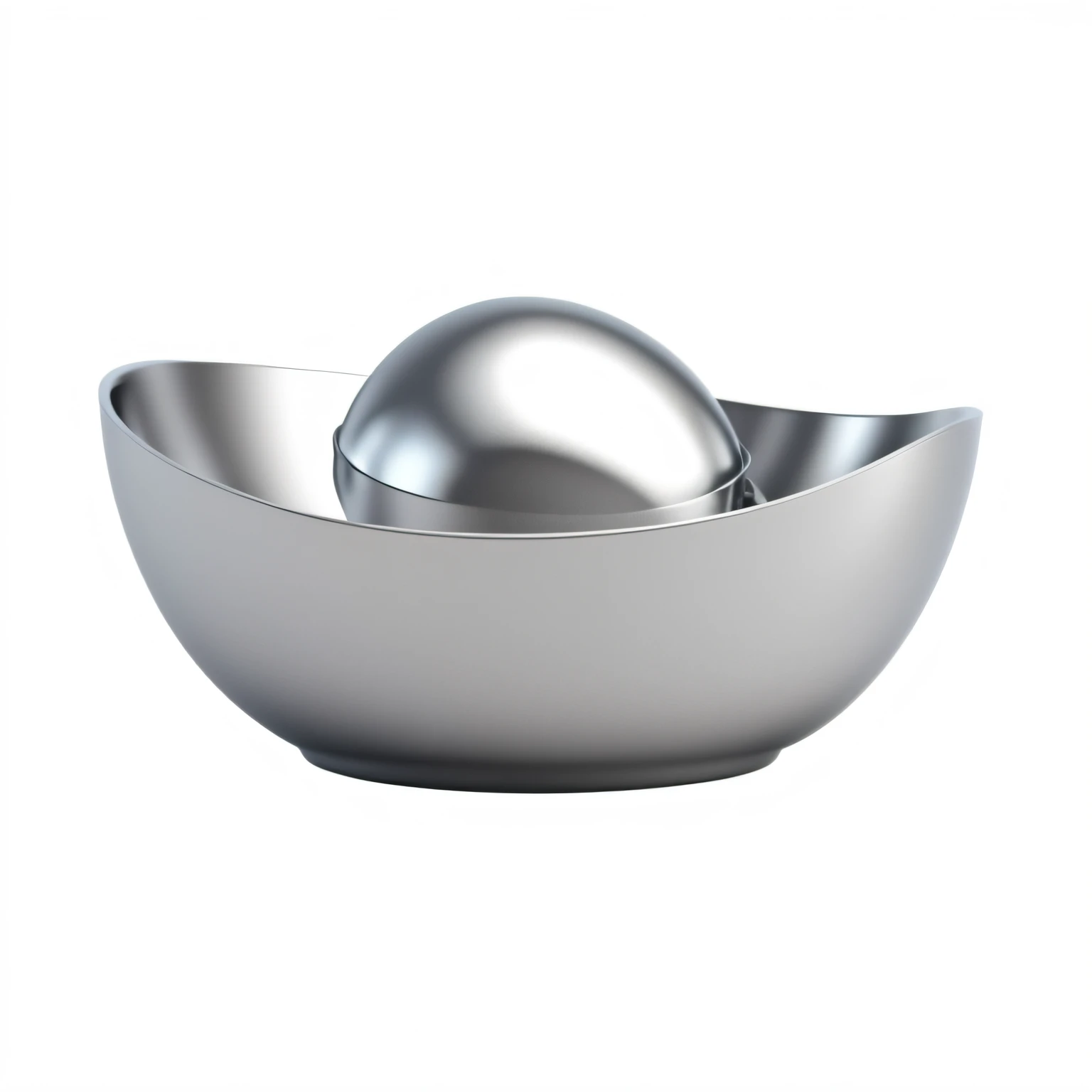 3D, Unreal Engine 5, 16K, Ultra High Definition, Detail, Sharp, Silver Bowl with Silver Ball, Ray Tracing Render, Satisfying Render, Smooth Surface Render, Black & White 3D Model, Soft Image Shading, Design in Blender, Soft Shading, Ray Tracing Image, Ambient Occlusion Render, Smooth Render, Smooth Light Shading, Ambient Occlusion Render, Silver Egg Cup, Ray Tracing Ambient Occlusion, Rendered Image