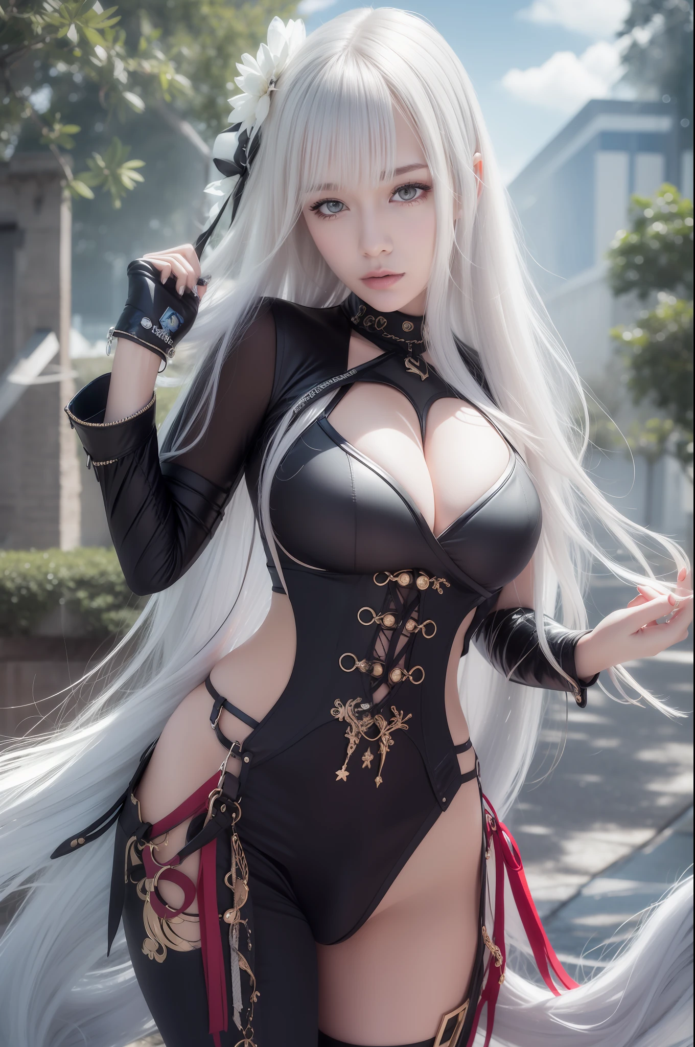 Girl,white hair,blue ayes,y,realistic,ultra detail,70mm  lens