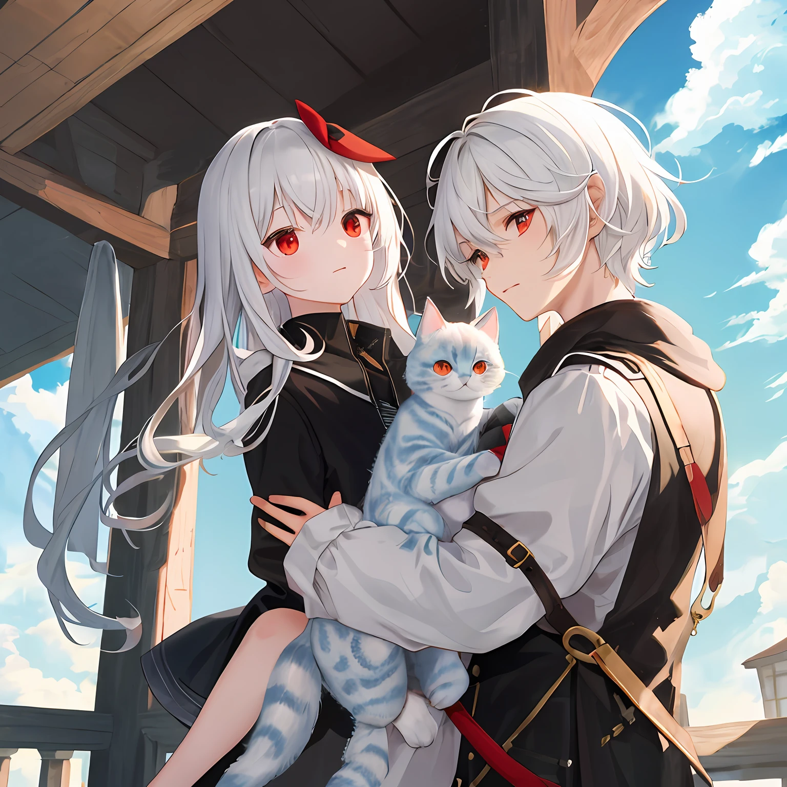 Cloud kitten, , white hair and red eyes