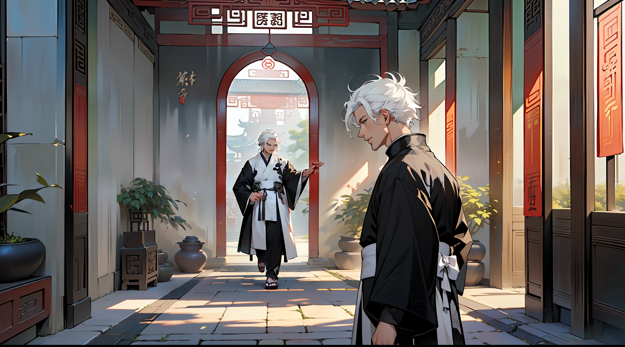 21, (many people) (many mi(((Black Hanfu))),((((white hair))),(((Middle age))),(((Middle age))).(((Black coat))),((Black Hanfu youth)),((Blackn clothes)) , (((white hair))),handsomele-aged eyes in green clothes are happy, (((Black Hanfu))),((((white hair))),(((Middle age))),(((Middle age))).(((Black coat))),((Black Hanfu youth)),((Blackn clothes)) , (((white hair))),handsome enters the hall nervously) (background: sacred, resplendent palace hall in ancient China).