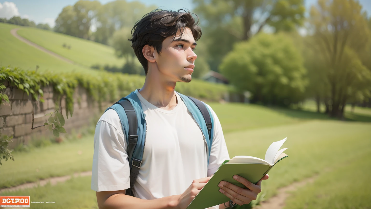 Male college student in the countryside