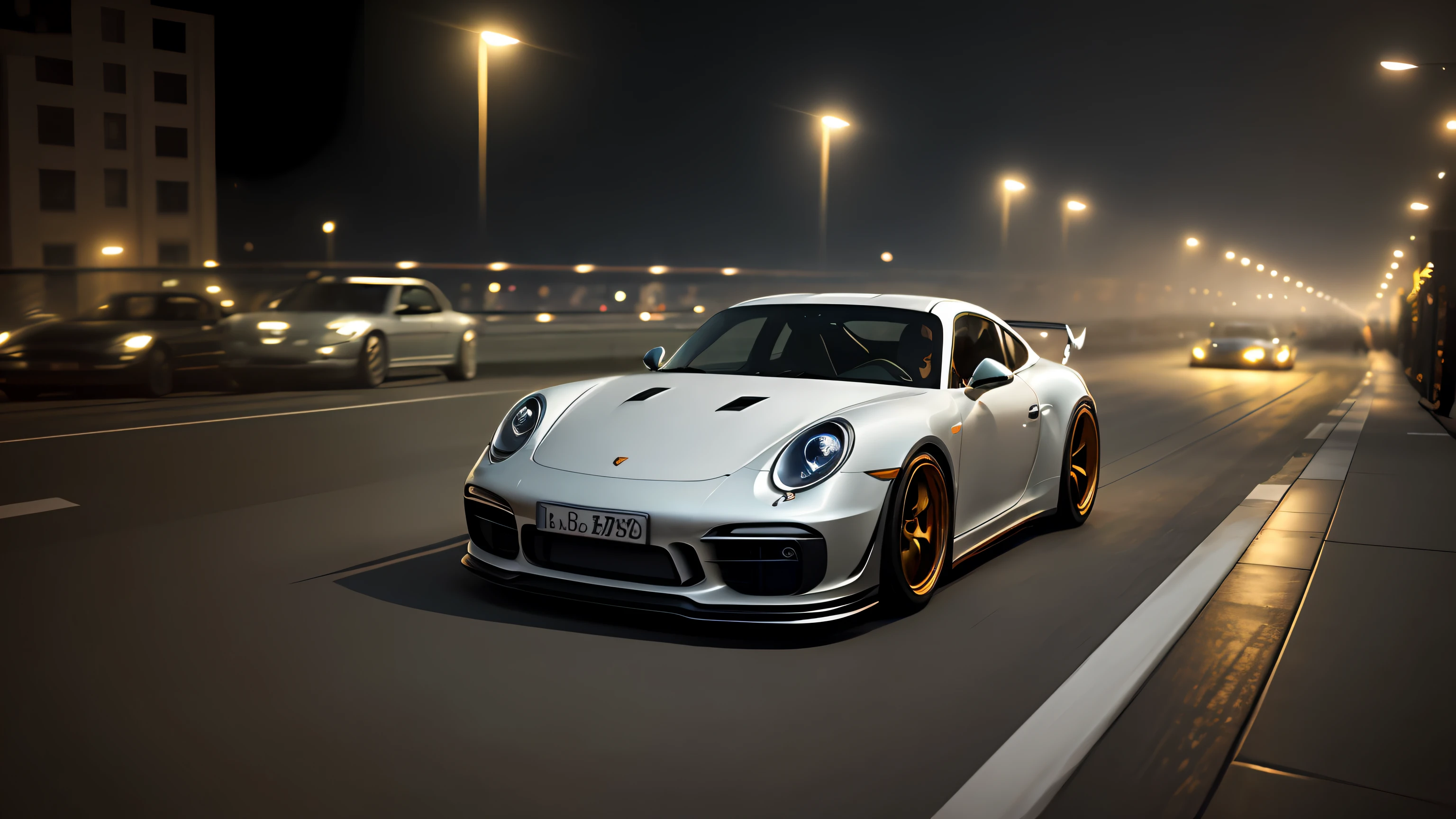professional photo of a futuristic tuner black car with multiple modifications based on porsche 911 carrera s, no spoiler, brown painting, parked, cybernetic hood, cyber car parts, (exotic headlights), mad-max, v8 engine, blower, front pop up headlights, futuristic, car mods, science fiction, sci-fi scenario, natural light, cyberpunk, futuristic city, cyberpunk city, (highly detailed), (highly detailed background), multiple futuristic shiny buildings in the background, detailed textures, wide angle, 8k, HDR, professional photoshoot, high quality photo, realistic photo, realistic shadows, detailed shadows, realistic proportions, photographed with a Sony a9 II Mirrorless Camera, film grain, raw photo, physically-based rendering, vibrant colors, award winning picture, (color particles).