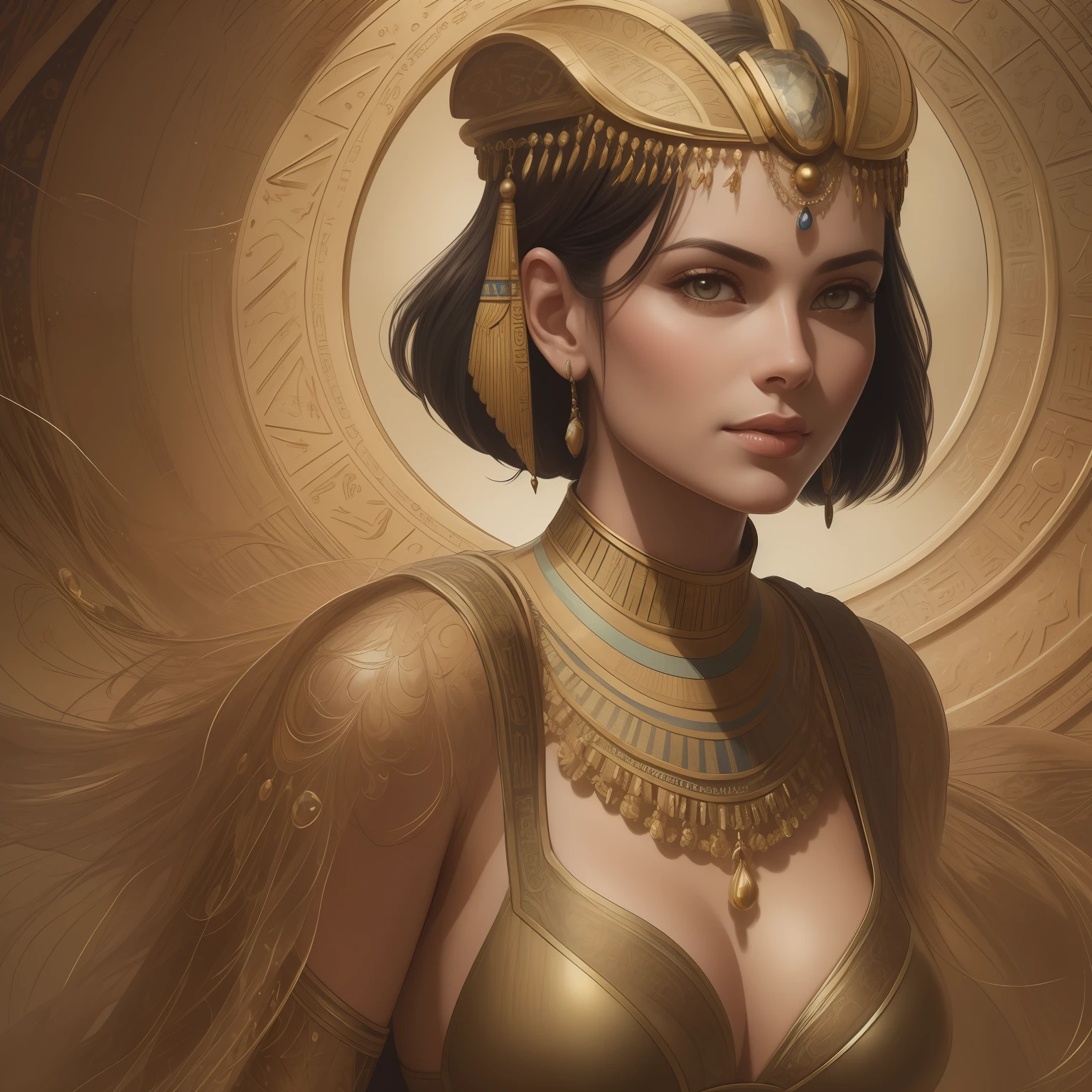 Full body, cinematic Highly detailed award-winning Egyptian swimsuit design, embellished with creative ancient style, Egyptian manuscripts, fashion ideas, artistic details, maximum design, academy winner cinematic image, stunningly beautiful cute face, Rachel Cooke smile , Instagram, Soft box light on both sides, low saturation, wide hips, Cleopatra haircut, top photo quality, photorealistic Sony Alpha 8, low saturation image, super quality, 8k, warm, Moritz Cornelis Escher spheres, glass morphism + ultra art deco style, carbon, sci-fi, symmetry, depth of field, intricate, elegant, highly detailed, hyper-detailed face, digital painting, sharp focus, illustration as envisioned by Greg Rutkowski and Borris Vallejo, and styled by Jean-Baptiste Monge, Perfect anatomy, Approaching perfection, Dynamic, Highly detailed, Artstation, Concept art, Smooth, Sharp focus, Illustration, art by carne griffiths and wadim kashin, Trending on Artstation, Studio photo, Intricate details, Highly detailed