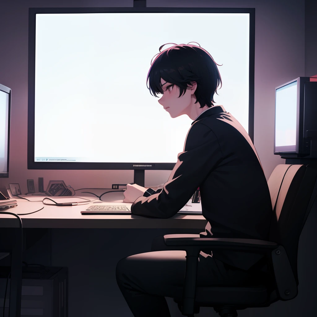 (masterpiece), (best illustration),(no humans), anime background, gaming bedroom, television with large computer, ring lighting , rim lighting,(extremely detailed CG unity 8k wallpaper),(masterpiece), (best quality), (vaporwave style), (ultra-detailed), (best illustration),(best shadow),perfect lighting , perfect anatomy , vivid colors,