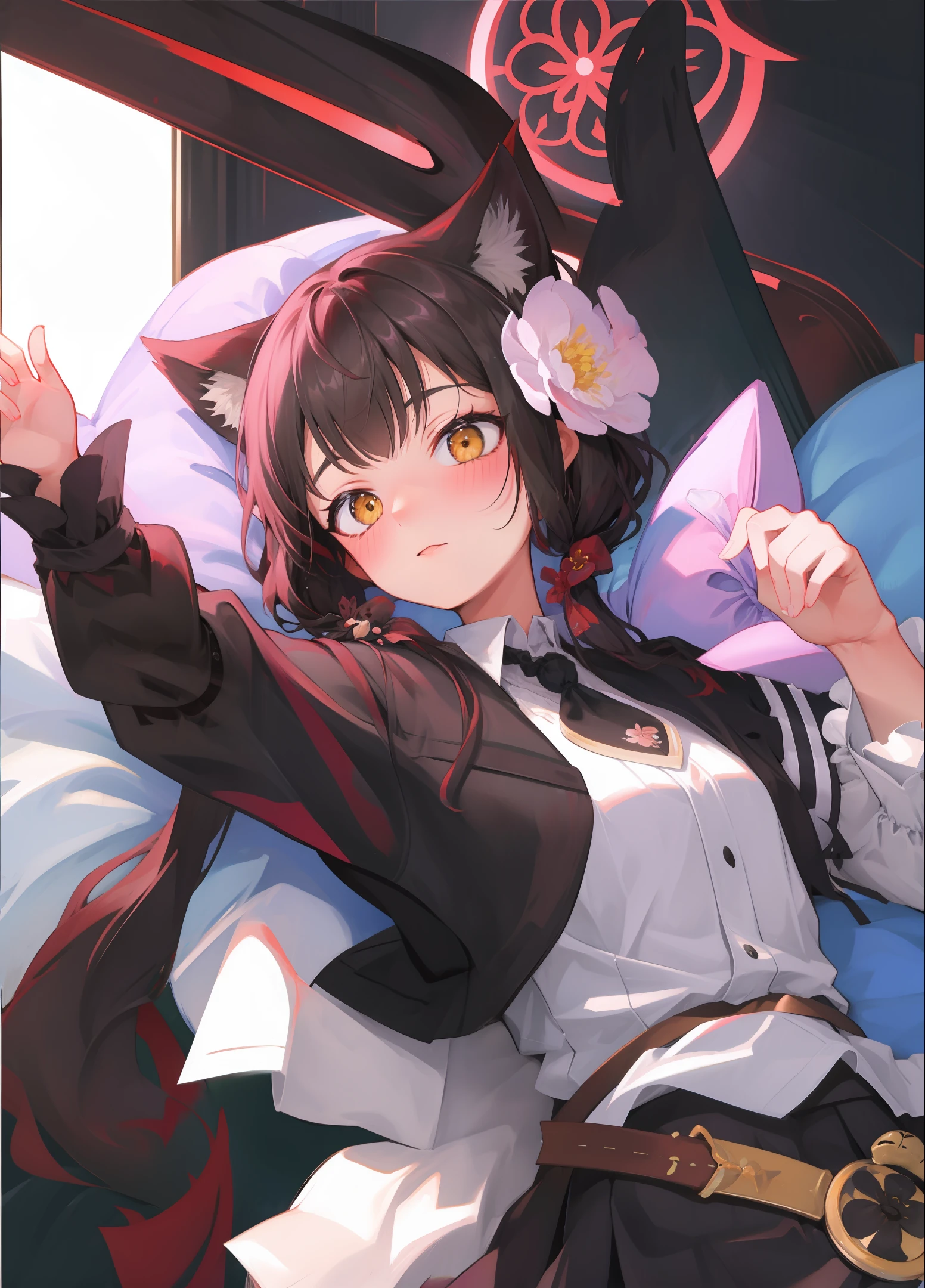 Cute kitten tanuki flower cat