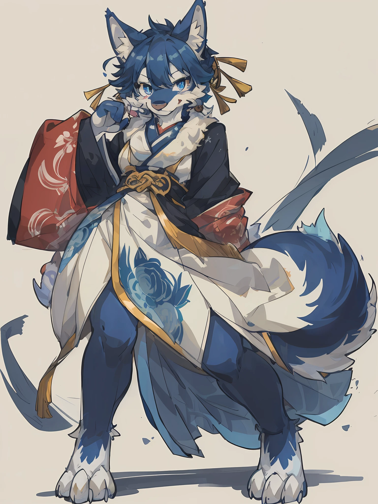 (top quality, High-quality illustrations, masterpiece) traditional Chinese ink painting, shuimobysim, badashanren:0.5, Shukezouma:0.5(highly detailed beautiful face and eyes)absurdres, perfect anatomy(1girl, kemono, solo focus)(furry)(furry anthro:1.7)(Furry body, dog facial features, dog body features)(very detailed body fur)full body, dynamic pose,