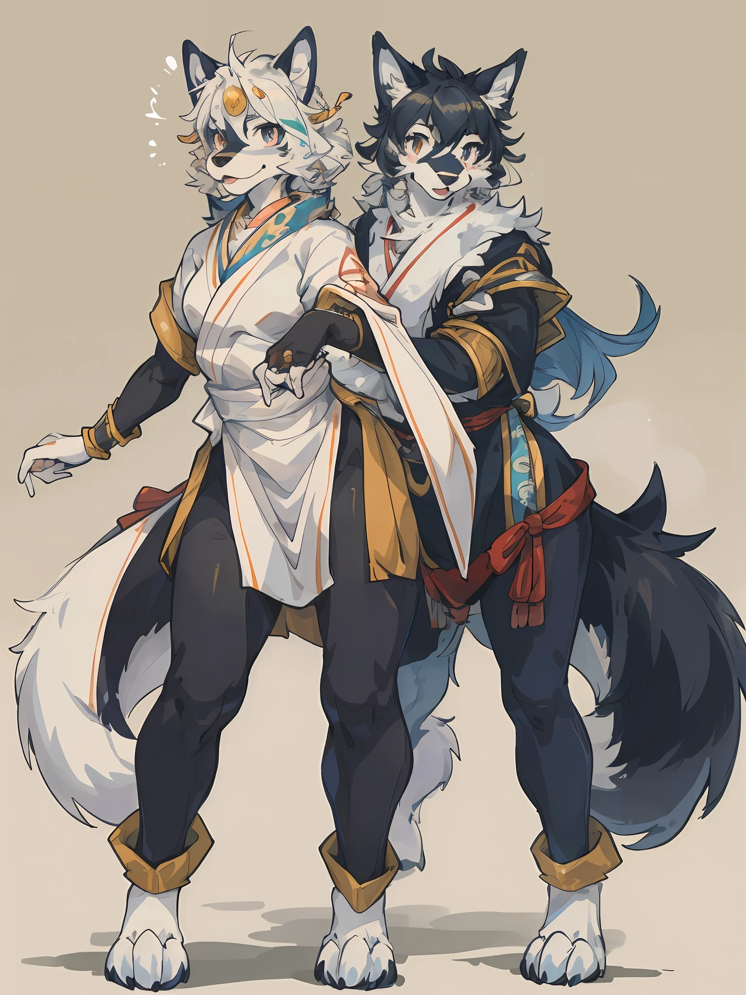 (top quality, High-quality illustrations, masterpiece) traditional Chinese ink painting, shuimobysim, badashanren:0.5, Shukezouma:0.5(highly detailed beautiful face and eyes)absurdres, perfect anatomy(1girl, kemono, solo focus)(furry)(furry anthro:1.7)(Furry body, dog facial features, dog body features)(very detailed body fur)full body, dynamic pose,