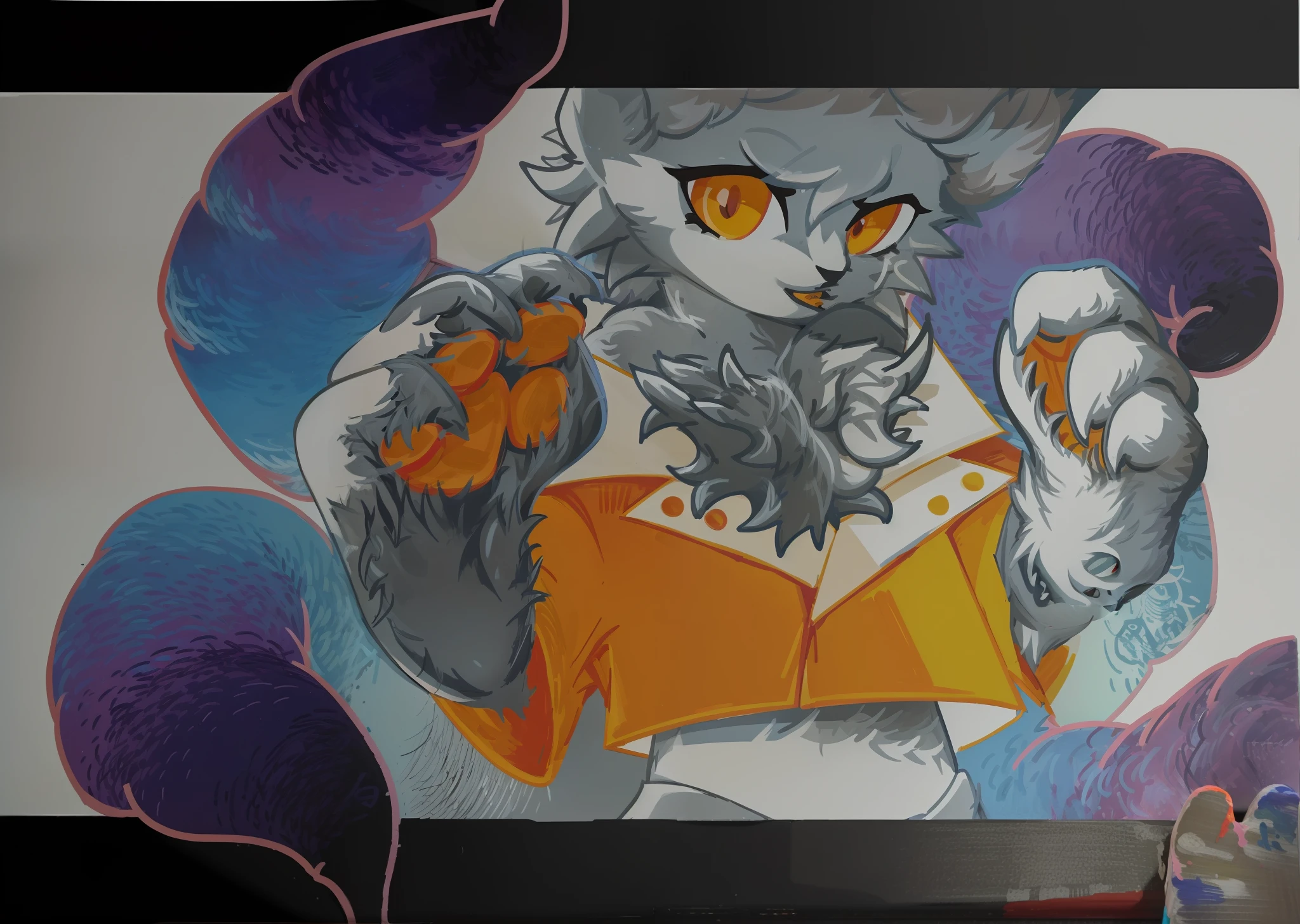 painting of a cat with a book and a mouse on a wall, full art, detailed fanart, furry art!!!, very very beautiful furry art, full art illustration, full color drawing, fursona furry art commission, furry paw pov art, commission art, pov furry art, fursona art, high detailed official artwork, painted in the style arcane