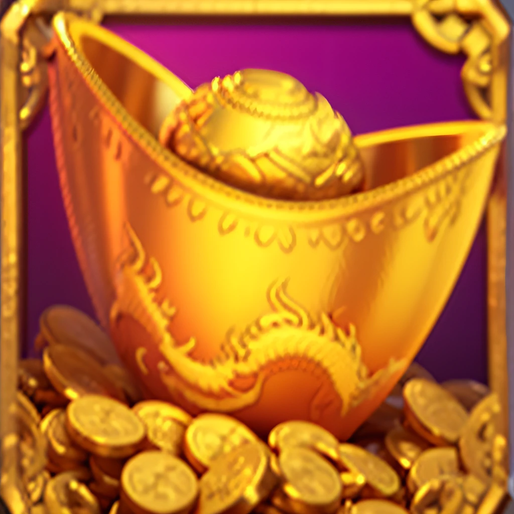 3D, Unreal Engine 5, 16K, Ultra High, Detail, Clear, Golden Bowl Full of Coins and Dragons, Golden Dragon, Prosperity, Gold, Gold and Treasure, God of Wealth, Gold Nobility, Dynasty, Gold Treasure, Characteristics of the Golden Curve, Gold Coins, 9k, Inspired by Luo Mu, Realistic Gold, Magnificent, Golden Themes, Avatar Images, Gold Themes, Holding Gold, Golden Taurus