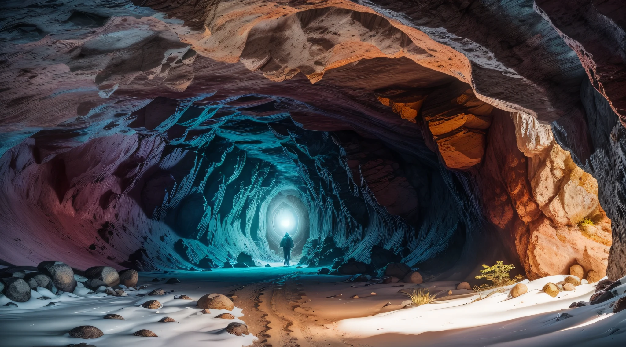 Mysterious cave at the foot of the mountain