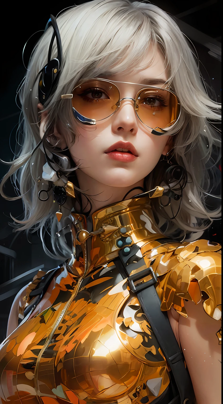 Boris Vallejo style, short hair bikini girl, holding a pistol, sweaty all over, textured skin with shiny, fusion of hyper-realistic painting, delicate brush strokes, pure white background, photorealistic (8k, RAW photo, photorealistic:1.25), (lipgloss, eyelashes, gloss-face, glossy skin, best quality, ultra highres, depth of field, chromatic aberration, caustics, Broad lighting, natural shading, Kpop idol) Watch the audience with serenity and goddess-like happiness,