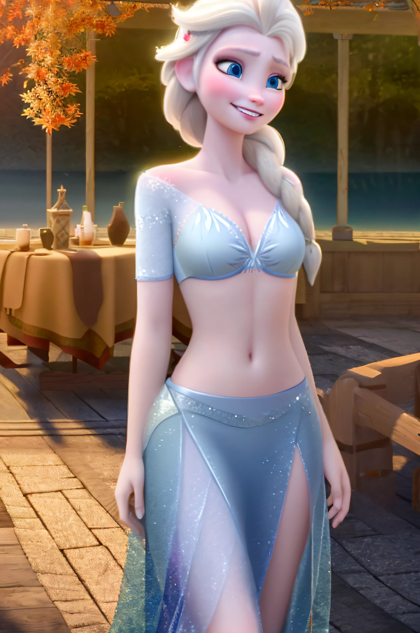 NSFW (masterpiece), (best quality), (pixiv), best lighting, (elsa of arendelle:1), smile, single braid, facing viewer, nsfw, bikini, (extremely detailed CG unity 8k wallpaper),