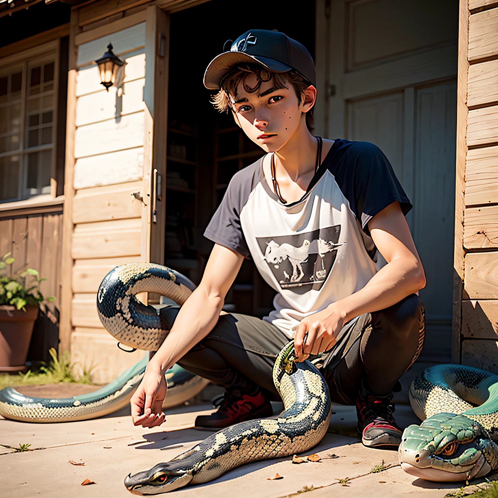 16 year old rural teenager and beautiful snake --auto