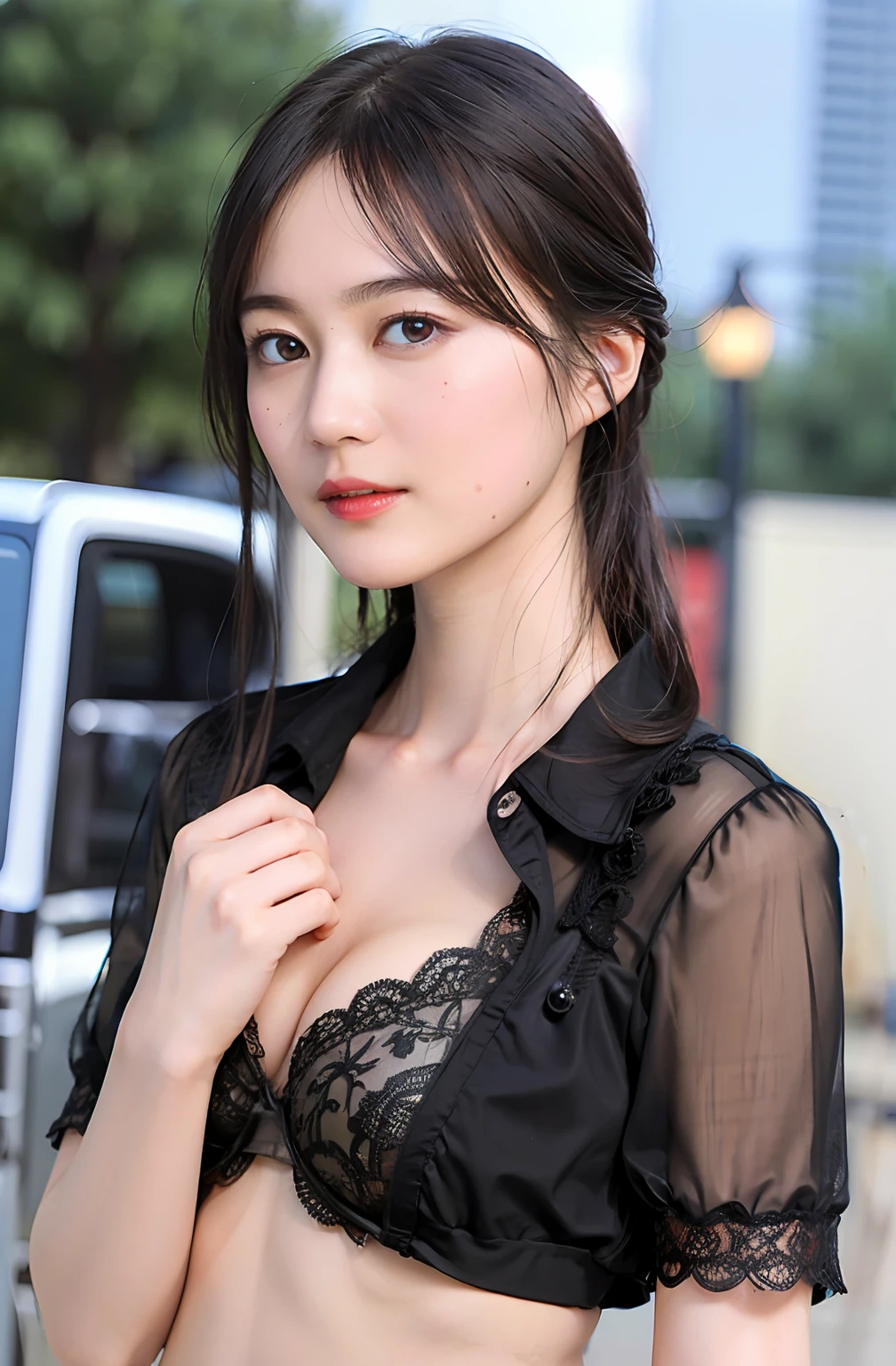 Wear black underwear, black underwear, transparent underwear, wear black bra, black bra, undress, undress