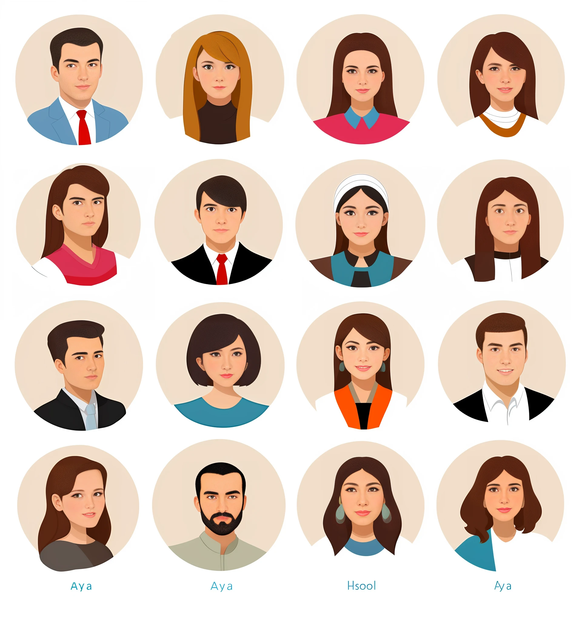 a close up of a group of people with different faces, high quality portrait, professional profile picture, by Whitney Sherman, mix of ethnicities and genders, cartoon style illustration, diverse faces, highly detailed characters, medium portrait, detailed characters, character faces, shutterstock, cartoon illustration, by Aya Goda, lovely detailed faces, with fully detailed faces