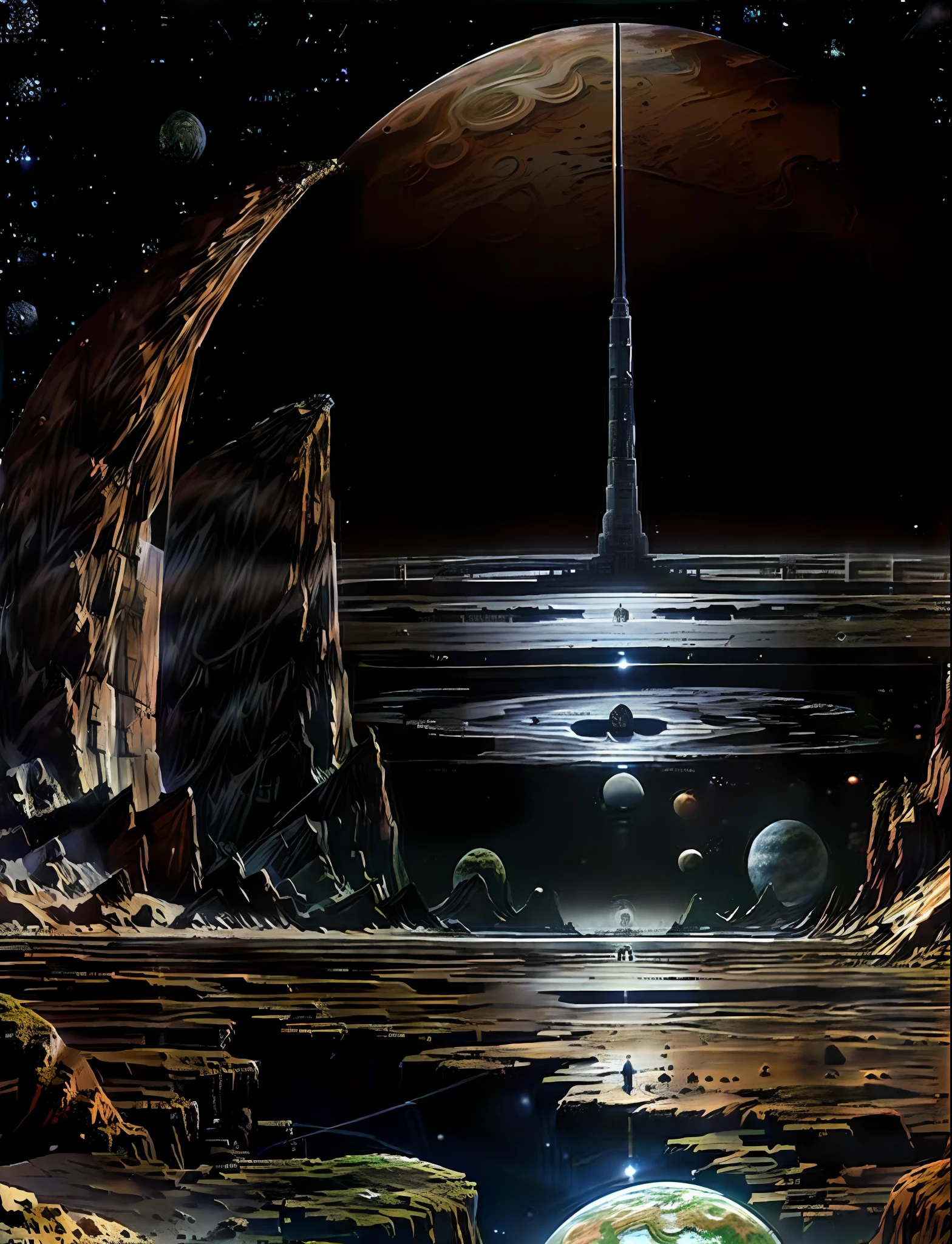 (full body:1.1), (view from afar:1.3), Monica Bellucci dressed in a NASA space suit, (intricate details:1.3), highly detailed symmetrical face, detailed symmetrical eyes, (stands on the surface of the planet earth:1.2), (in the all background is the planet earth:1.3)
(epic realistic, rutkowski, hdr, intricate details, hyperdetailed, muted colors:1.2), (low lighting:1.4), (dramatic:1.2)
