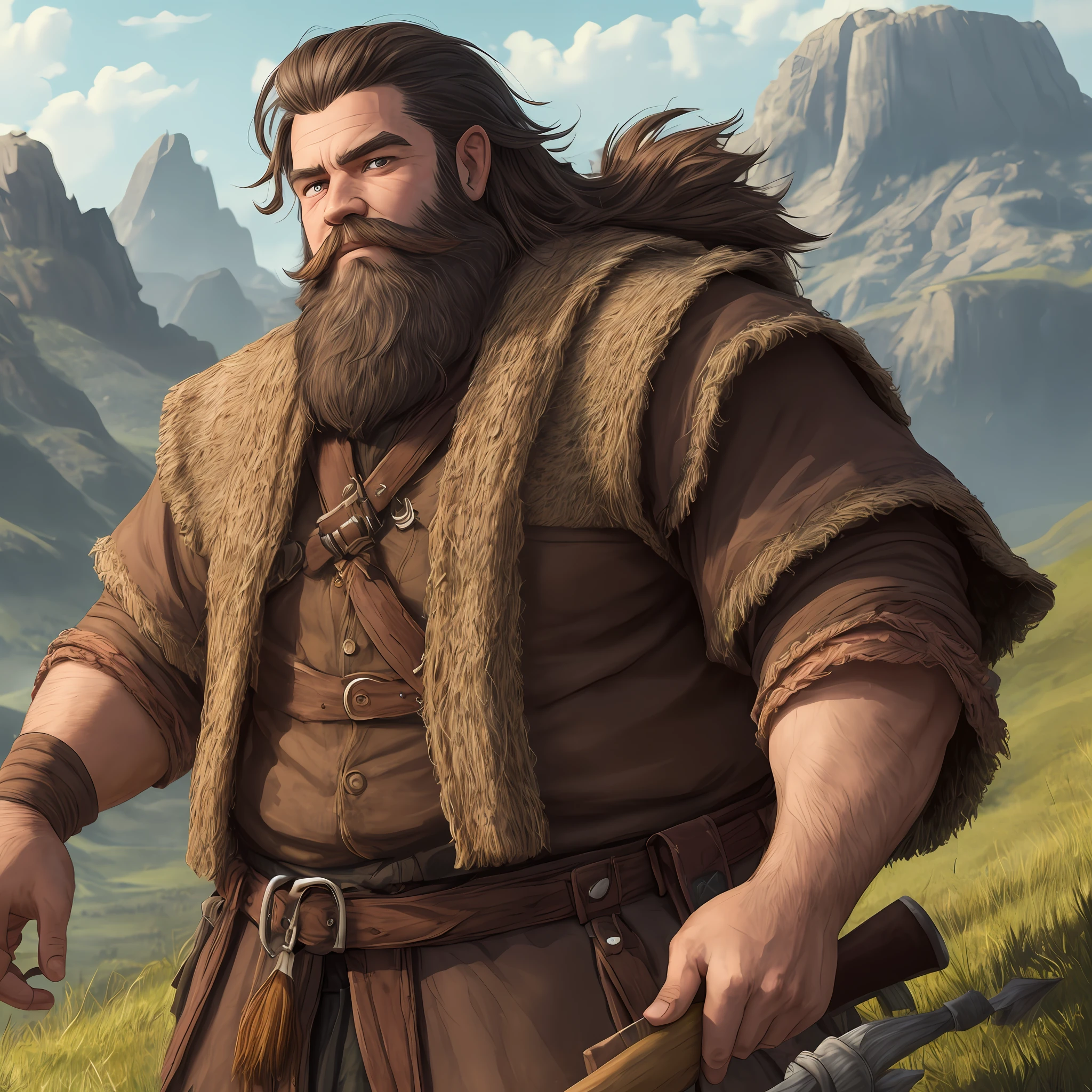 Rpg Dwarf of the hills young brown beard and messy hair 4K --auto