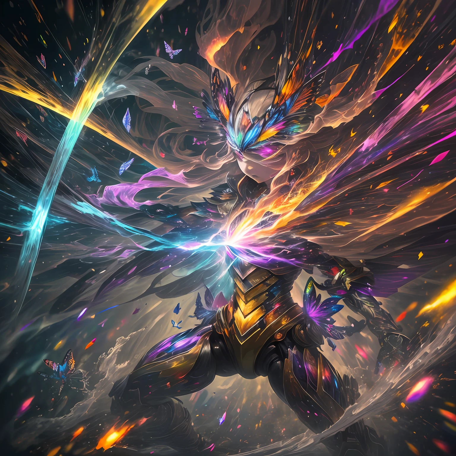 (best quality, masterpiece, detailed ultra high definition drawing),(frame with lots of color, lots of action),(Boros),(light phenomenon),(fighting climate),(dynamic angle),(powerful shock wave),(vibrant colors),(rainbow),(energy flow),(character details),(action figure),(objects at high speed),(star chromatic butterfly). --auto --s2