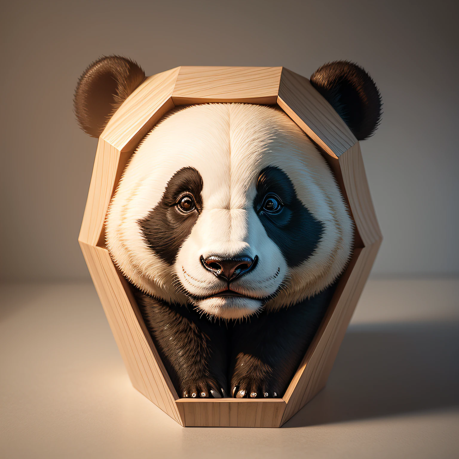 Giant panda head, geometric, hexagon