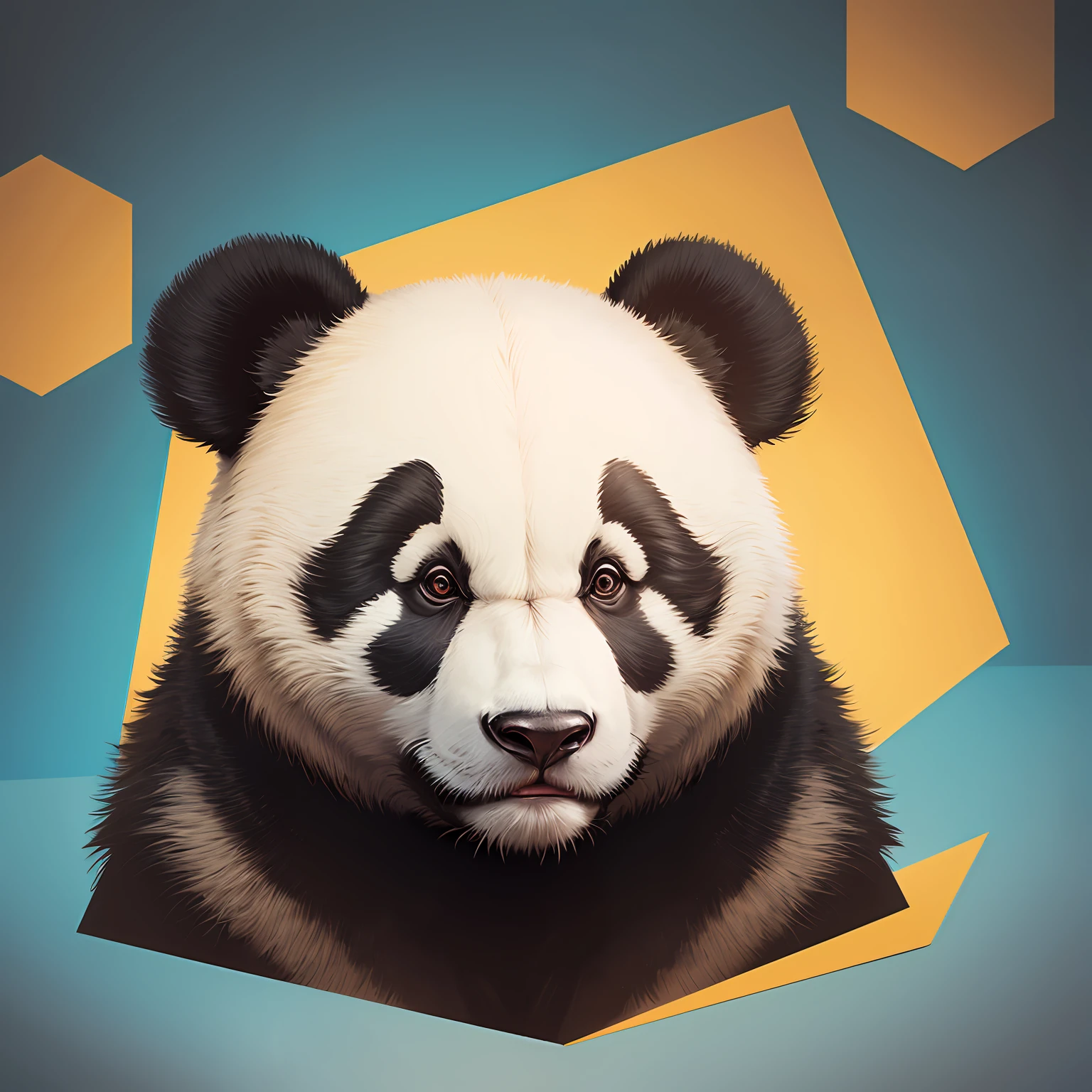 Giant panda head, geometric, hexagon