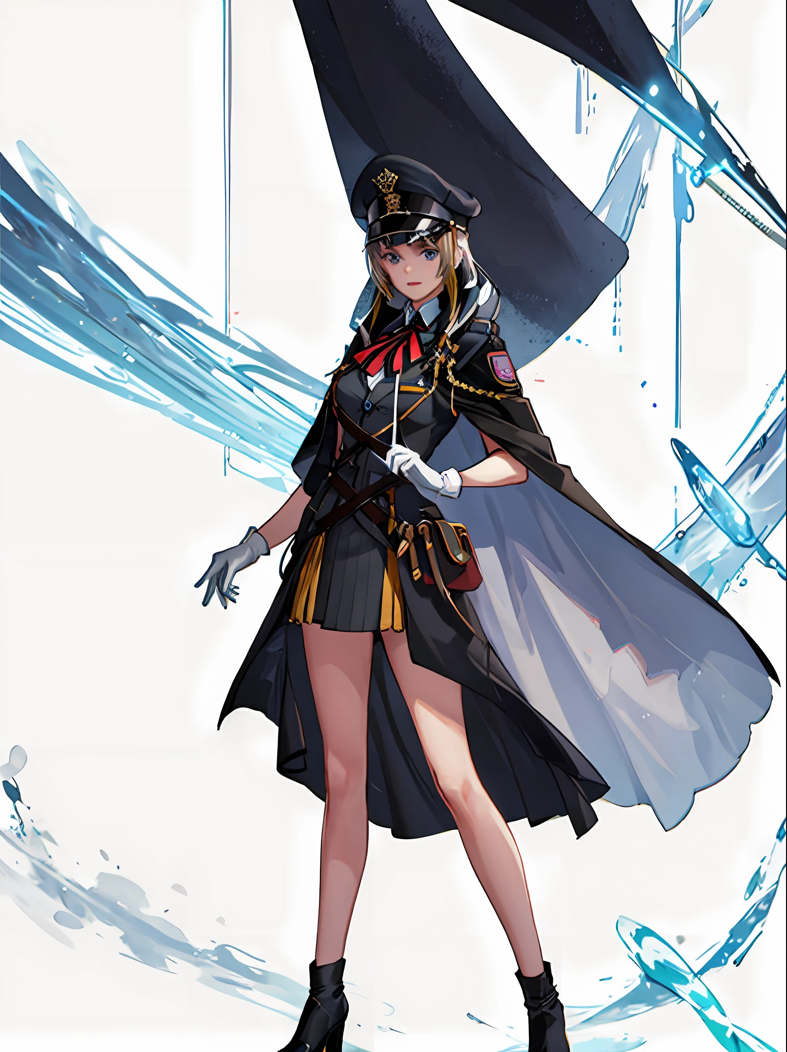 White gloves female officer boot cape