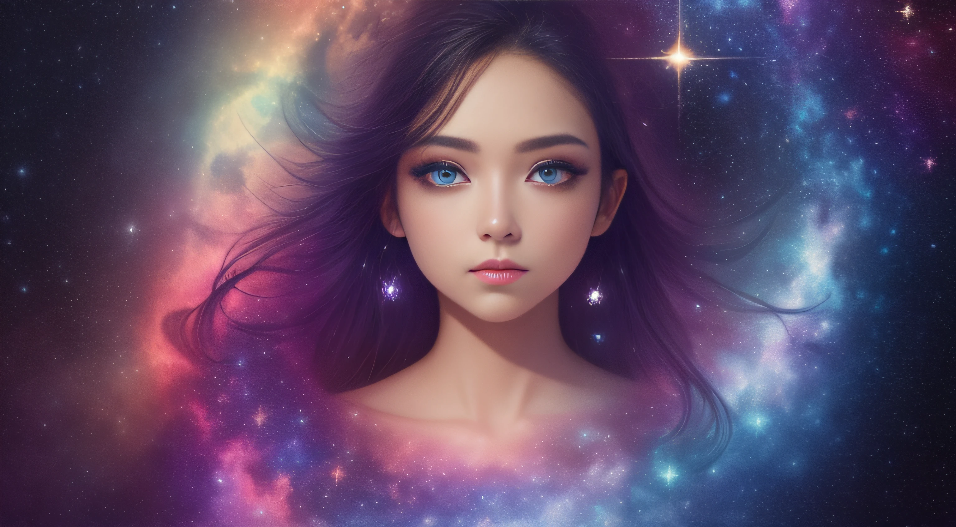 iridescent galaxy, universe, beautiful stars, mysterious art, cosmic mystery, fantasy art, perfect face, perfect limbs, perfect eyes, perfect mouth, perfect nose, beautiful limbs