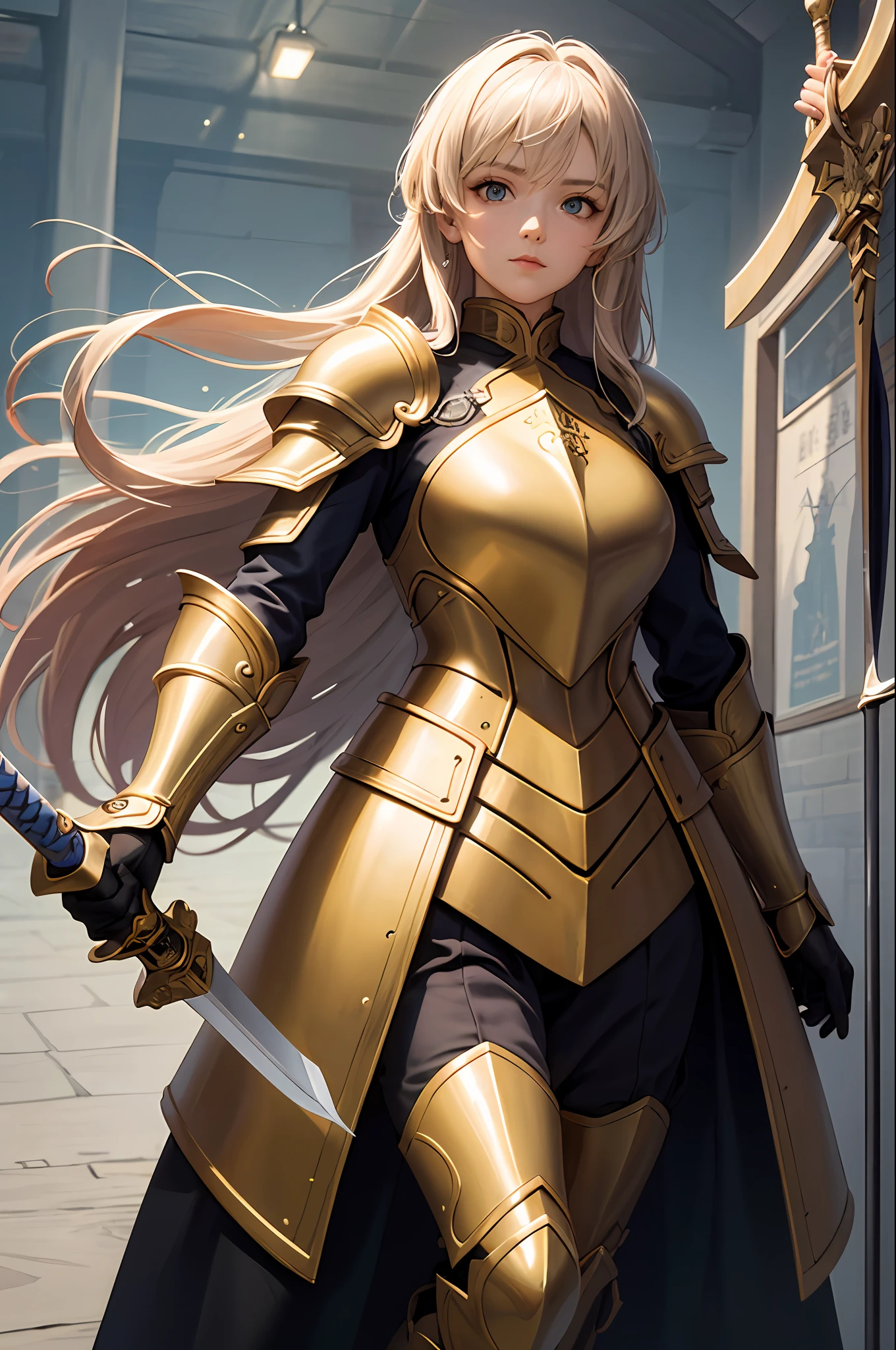 (masterpiece, best quality: 1.3), extremely high detailed, intricate, 8k, HDR, wallpaper, cinematic lighting, (universe), (holding sword: 1.3), bright, armor, bright eyes, warrior, golden armor, knights of the zodiac, armor of the sign of virgo, Shaka of Virgo