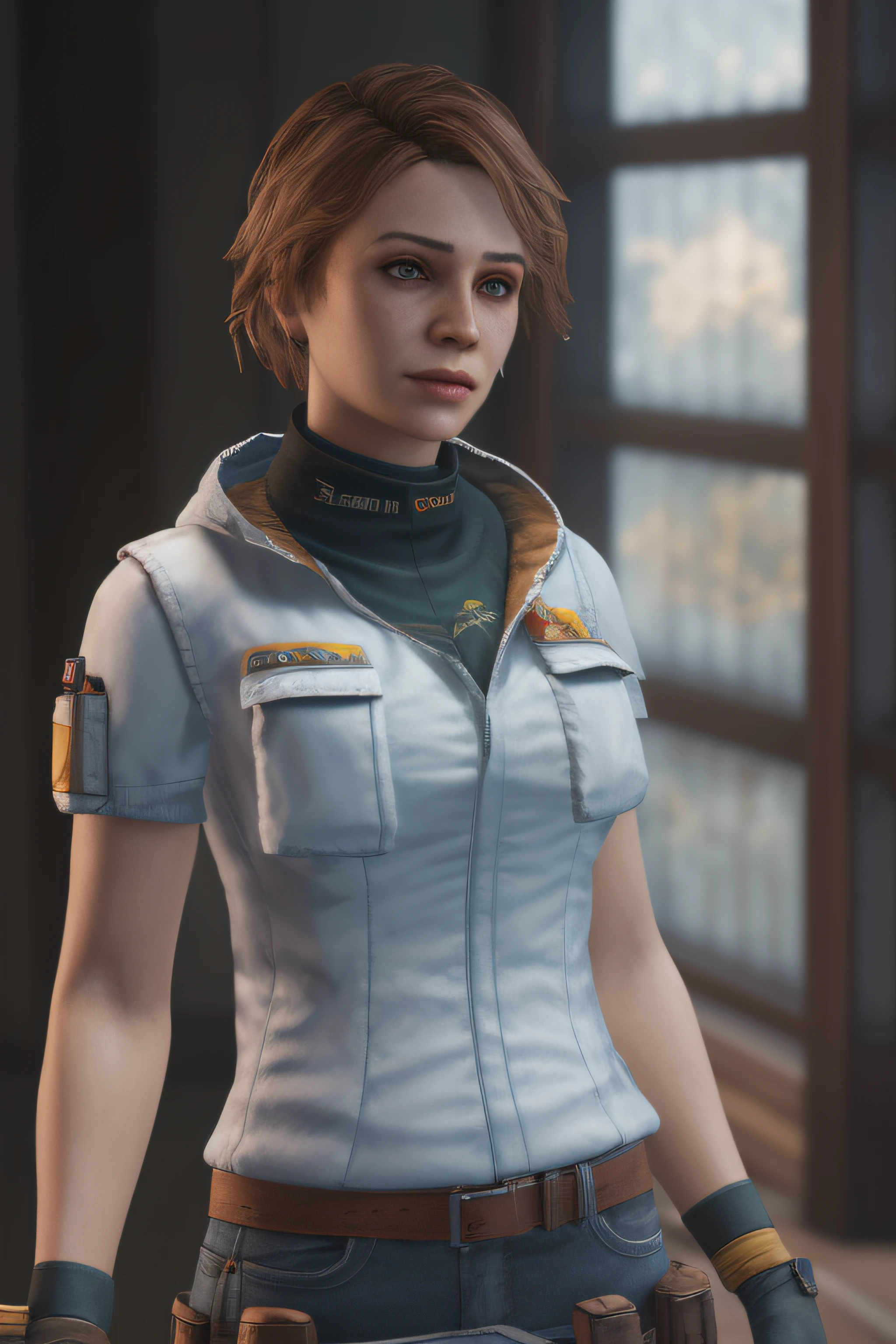 ((Best quality)), ((masterpiece)), (detailed:1.4), 3D, an image of a beautiful female,HDR (High Dynamic Range),Ray Tracing,NVIDIA RTX,Super-Resolution,Unreal 5,Subsurface scattering,PBR Texturing,Post-processing,Anisotropic Filtering,Depth-of-field,Maximum clarity and sharpness,Multi-layered textures,Albedo and Specular maps,Surface shading,Accurate simulation of light-material interaction,Perfect proportions,Octane Render,Two-tone lighting,Wide aperture,Low ISO,White balance,Rule of thirds,8K RAW,SH3_Heather,heather mason,cheryl mason,videogame character