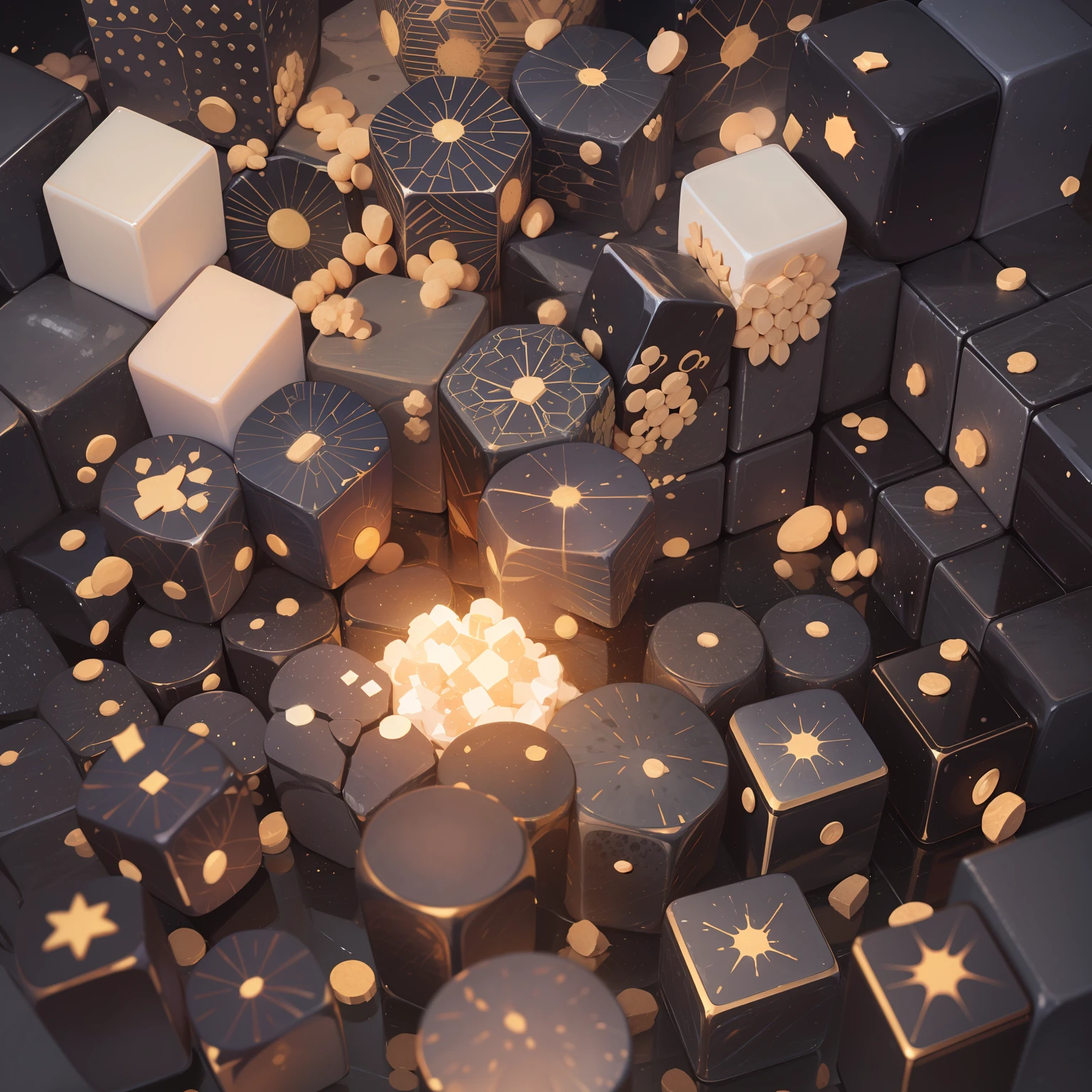 Super detail, high quality, masterpiece, colorful hexagonal aggregate, explosion. Splattering hexagonal cubes.