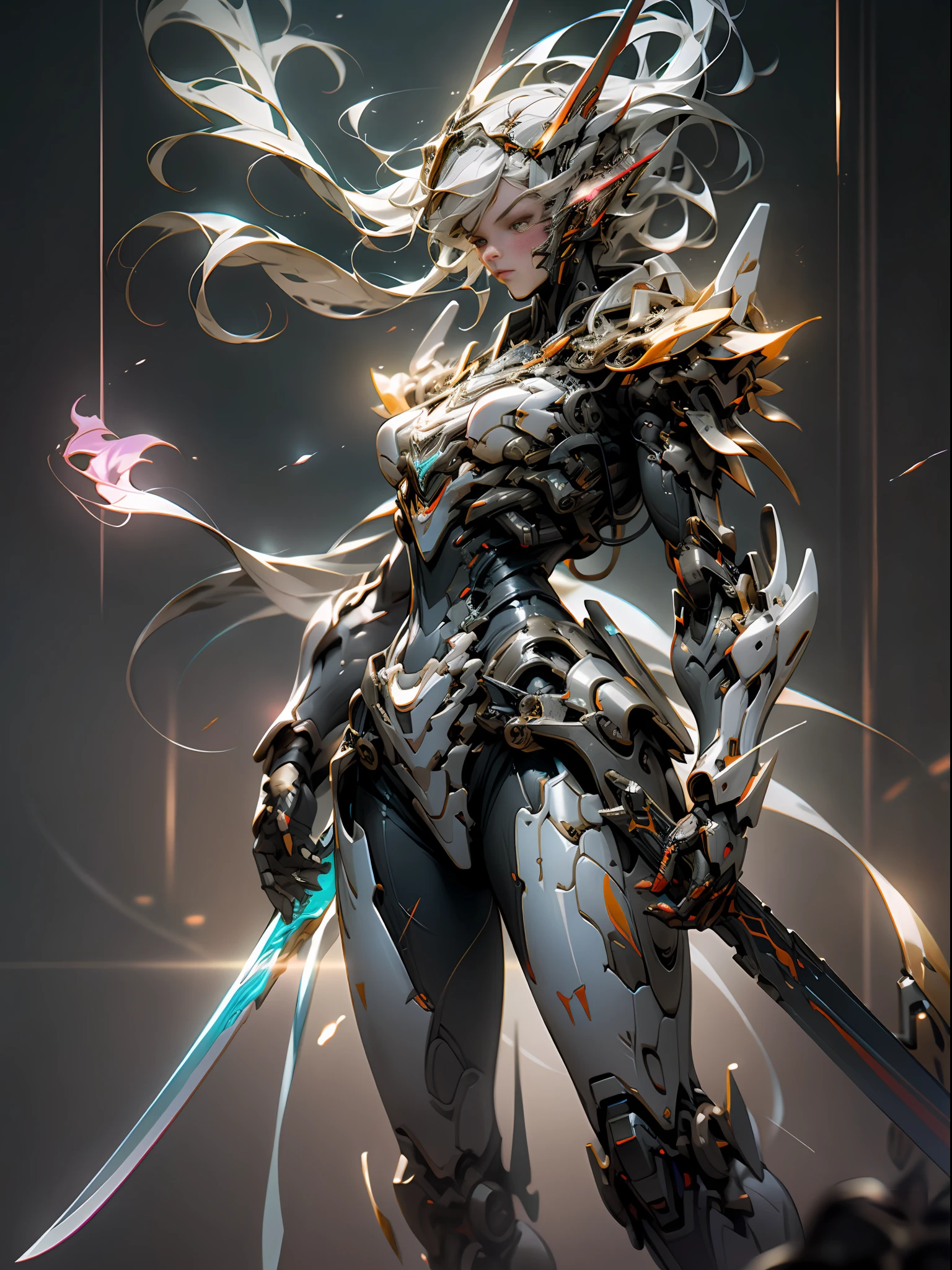 Masterpiece, Best quality, High quality, (Futurism: 1.1), Red Ghost Hunter, Lightning Surround, Lightning Flash, Swords Scattered Aside, (Cyberpunk Costume), Cinematic Lighting, (Exquisite Future), Beautiful and Beautiful, Ultra Detailed, Great Composition, Floating, Depth of Field, (Very Detailed CG, Unity 8k wallpaper), (Beautiful Detail Background), Beautiful Hair Detail, Dramatic Lighting, GOGETTA, Mecha, Best Quality, Ultra High Resolution, Photorealistic Realistic