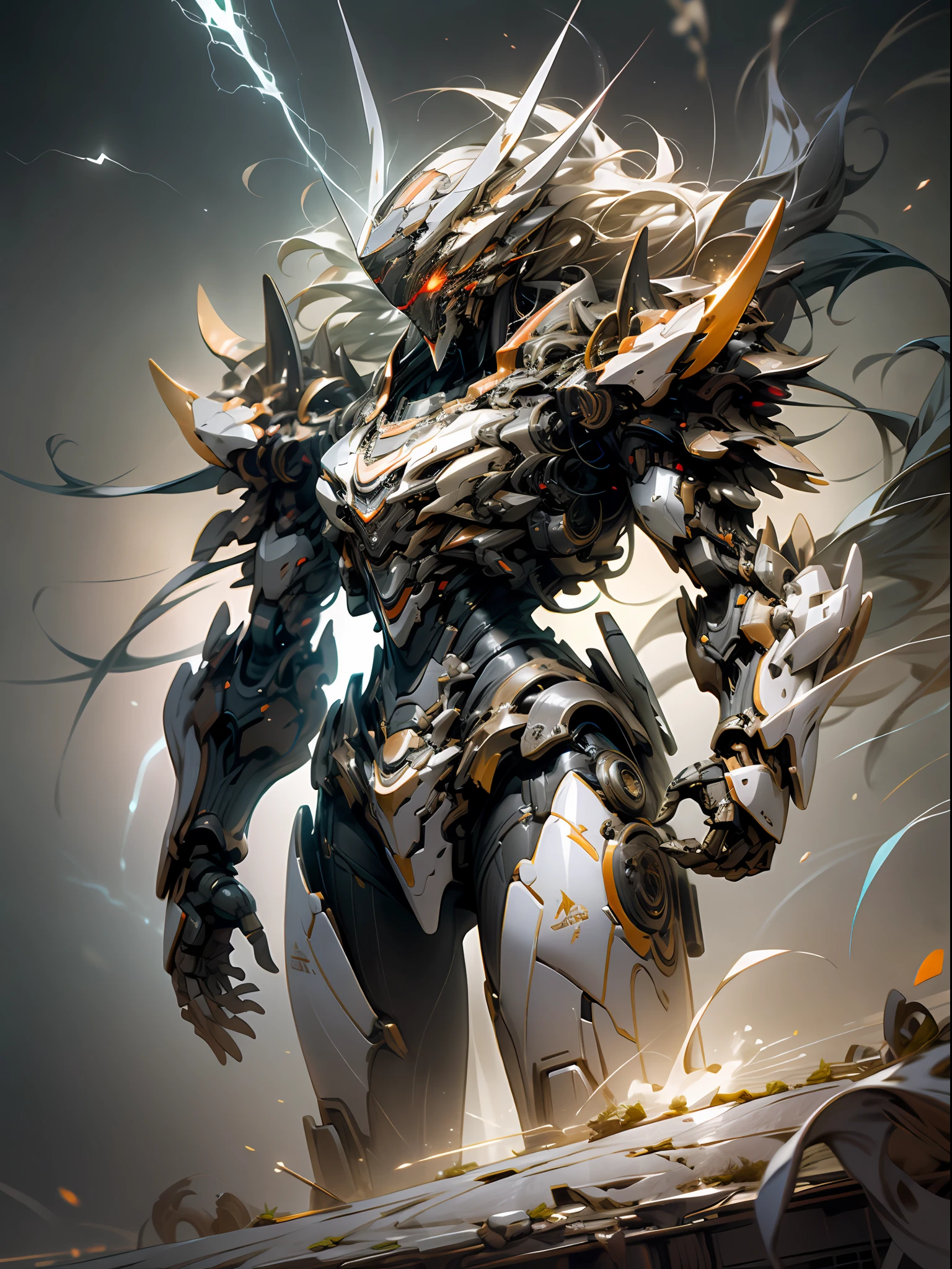 Masterpiece, Best quality, High quality, (Futurism: 1.1), Red Ghost Hunter, Lightning Surround, Lightning Flash, Swords Scattered Aside, (Cyberpunk Costume), Cinematic Lighting, (Exquisite Future), Beautiful and Beautiful, Ultra Detailed, Great Composition, Floating, Depth of Field, (Very Detailed CG, Unity 8k wallpaper), (Beautiful Detail Background), Beautiful Hair Detail, Dramatic Lighting, GOGETTA, Mecha, Best Quality, Ultra High Resolution, Photorealistic Realistic