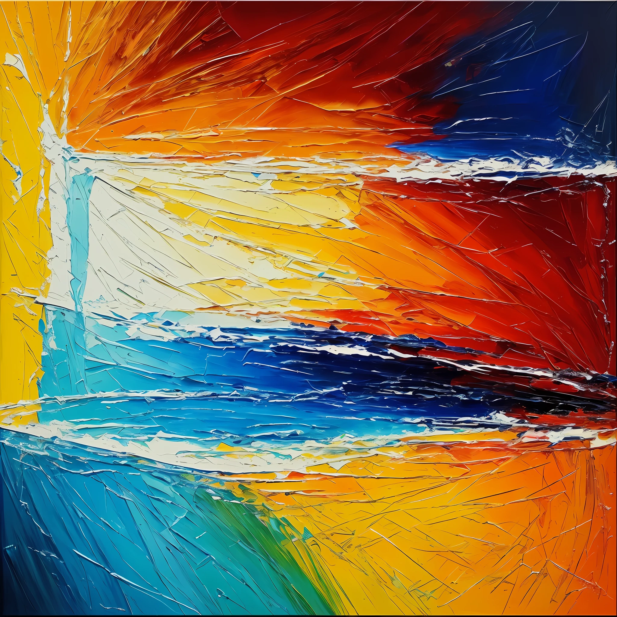 A beautiful frame, painting on canvas, textured, abstract, square shapes, overlay, strong colors, masterpiece, high resolution, high quality --auto