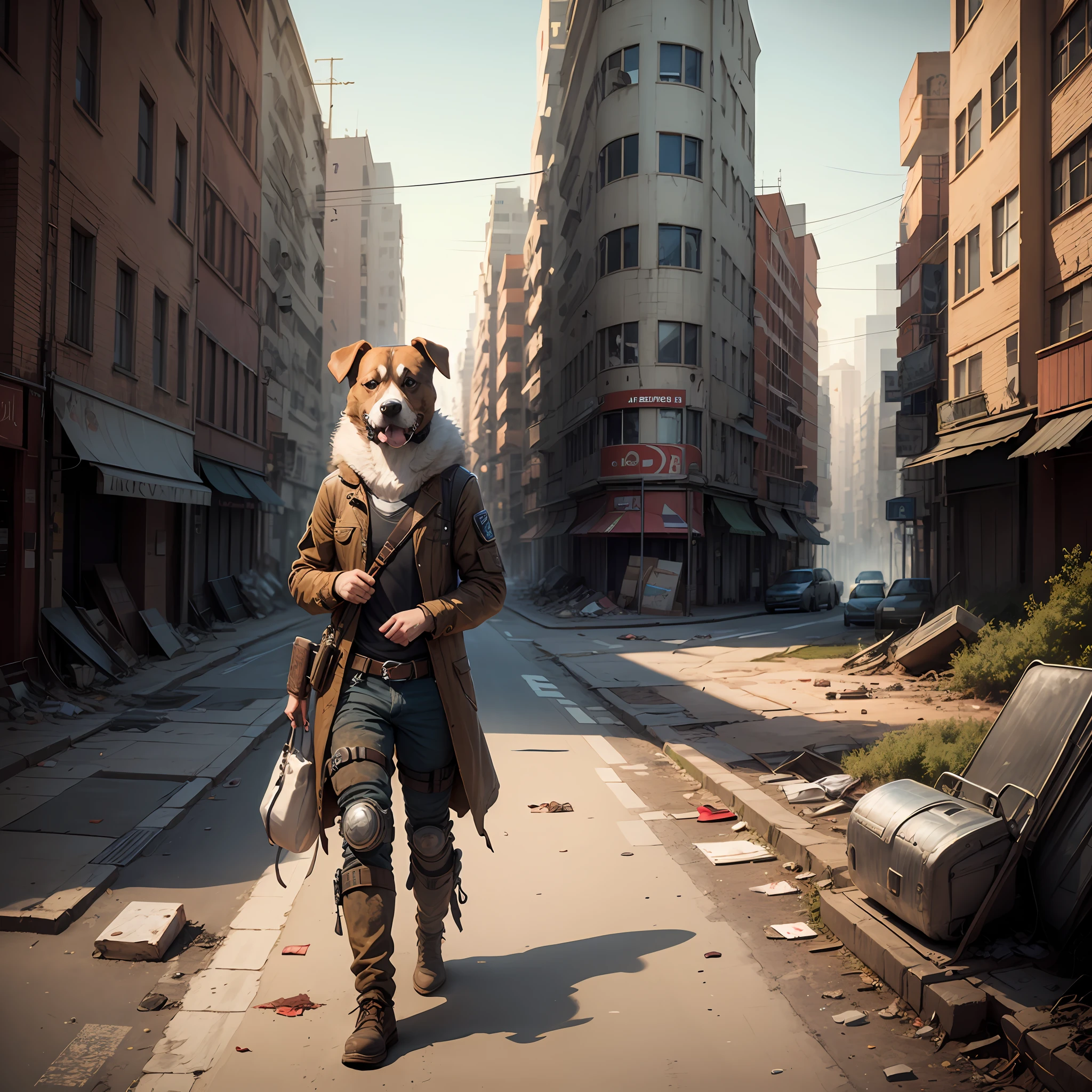 Post-apocalyptic city, wounded puppy --auto