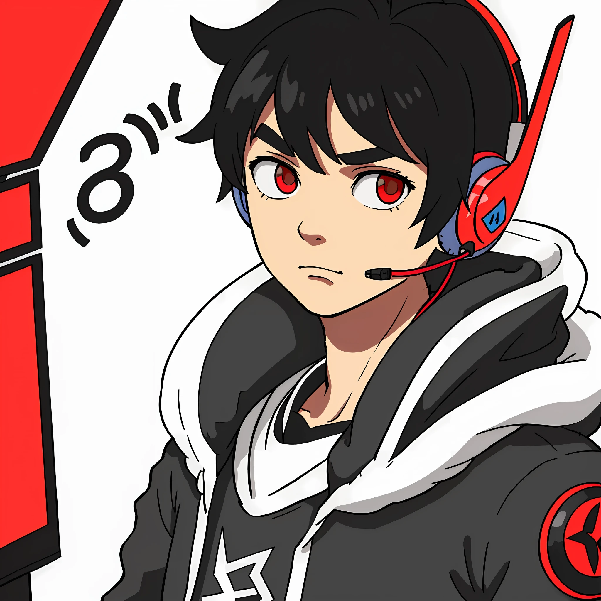 1boy, gamers, cute, using headphones, looking at viewers, close up, zoom, half body, red, rog,