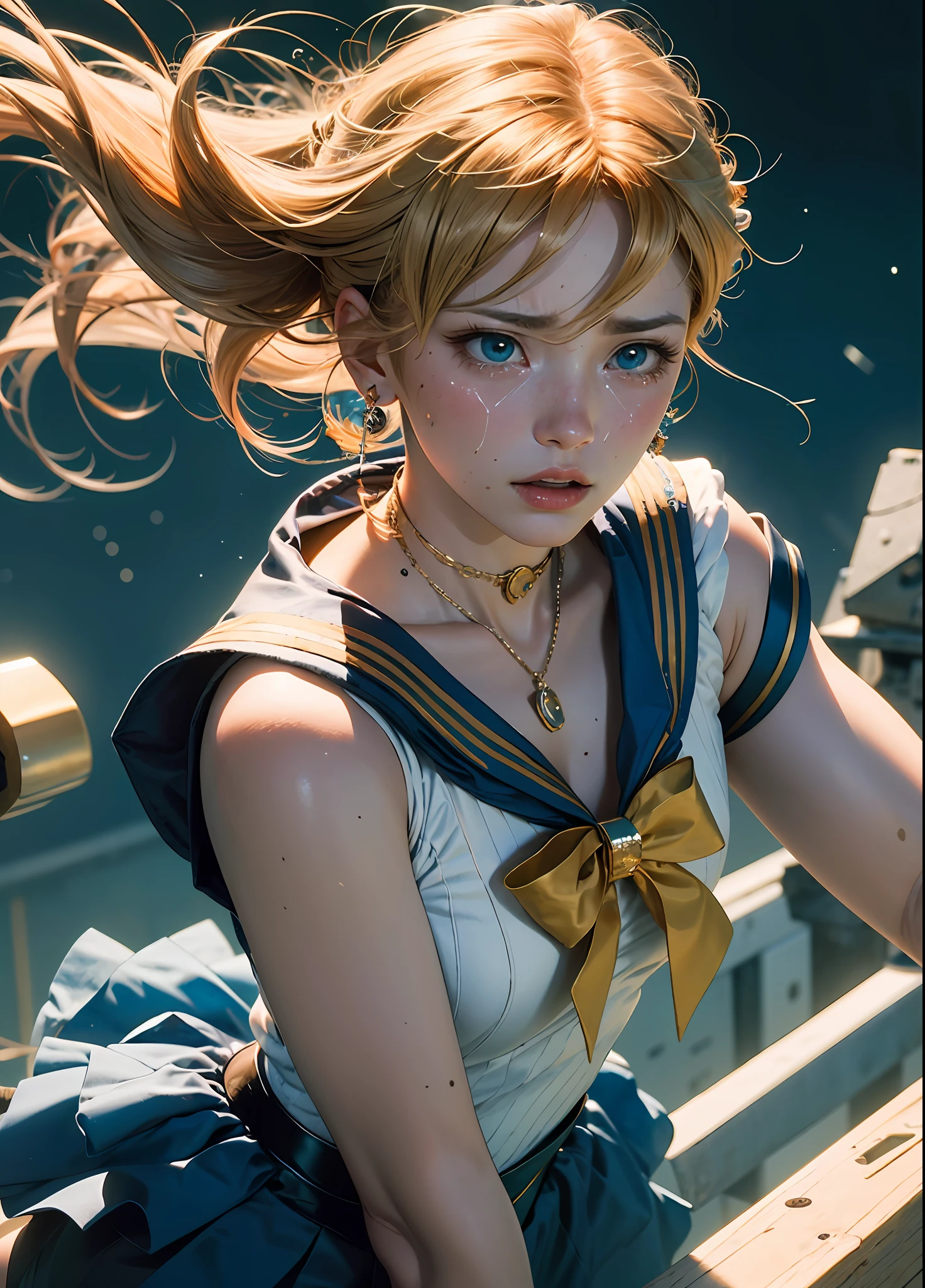 ((masterpiece)), ((best quality)), (ultra-detailed), ((extremely detailed)), 4K, (8K), sailor moon crying because her boyfriend broke up with her, long blond hair, sailor moon aesthetics, dreamcore, sad girl aesthetics, sad stuff man