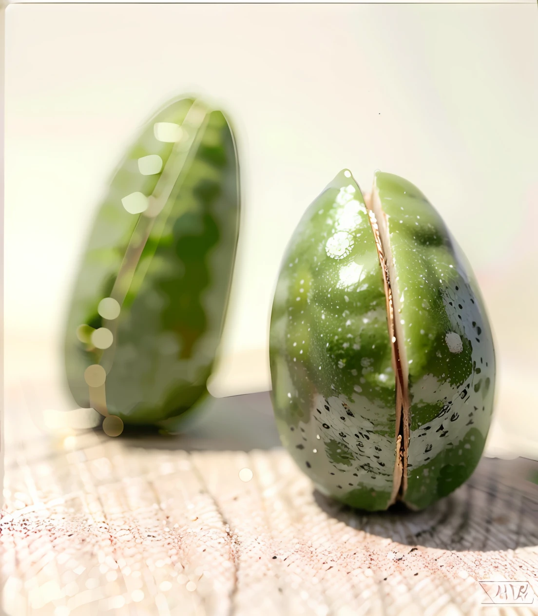 Edamame pod on milky white background