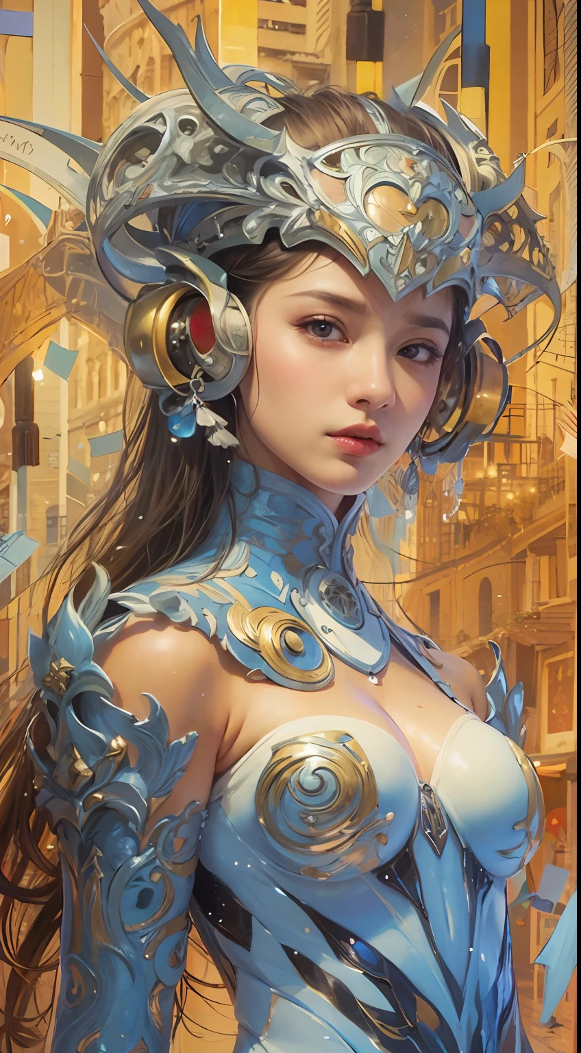 Boris Vallejo style, short hair bikini girl, holding a pistol, sweaty all over, textured skin with shiny, fusion of hyper-realistic painting, delicate brush strokes, pure white background, photorealistic (8k, RAW photo, photorealistic:1.25), (lipgloss, eyelashes, gloss-face, glossy skin, best quality, ultra highres, depth of field, chromatic aberration, caustics, Broad lighting, natural shading, Kpop idol) Watch the audience with serenity and goddess-like happiness,