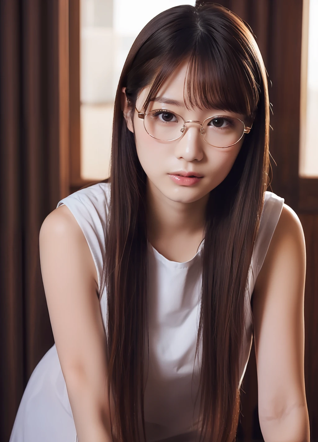 masterpiece,best quality,higher, , 1girl, asian,nsfw, beautiful face, face_focus, glasses