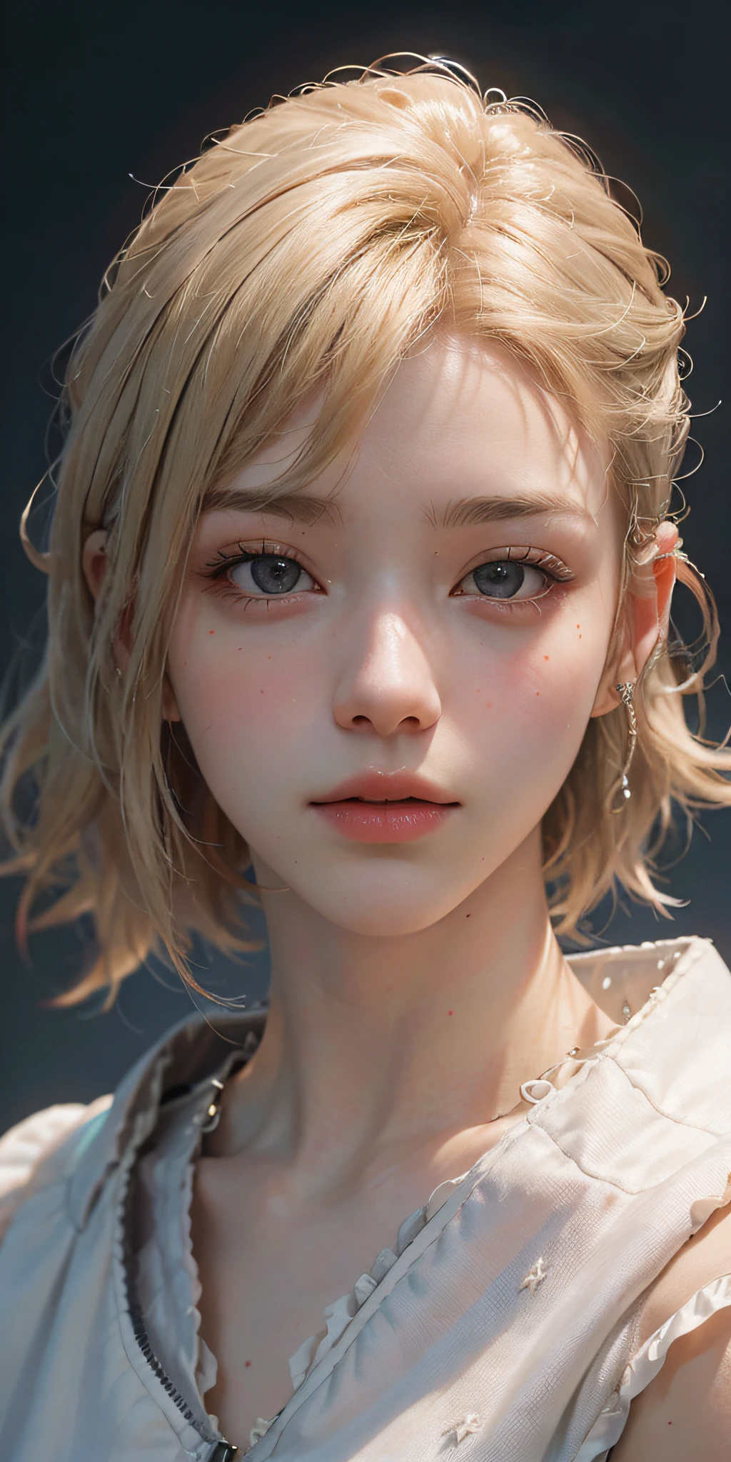 a 20 yo woman, blonde, (hi-top fade:1.3), dark theme, soothing tones, muted colors, high contrast, (natural skin texture, hyperrealism, soft light, sharp)