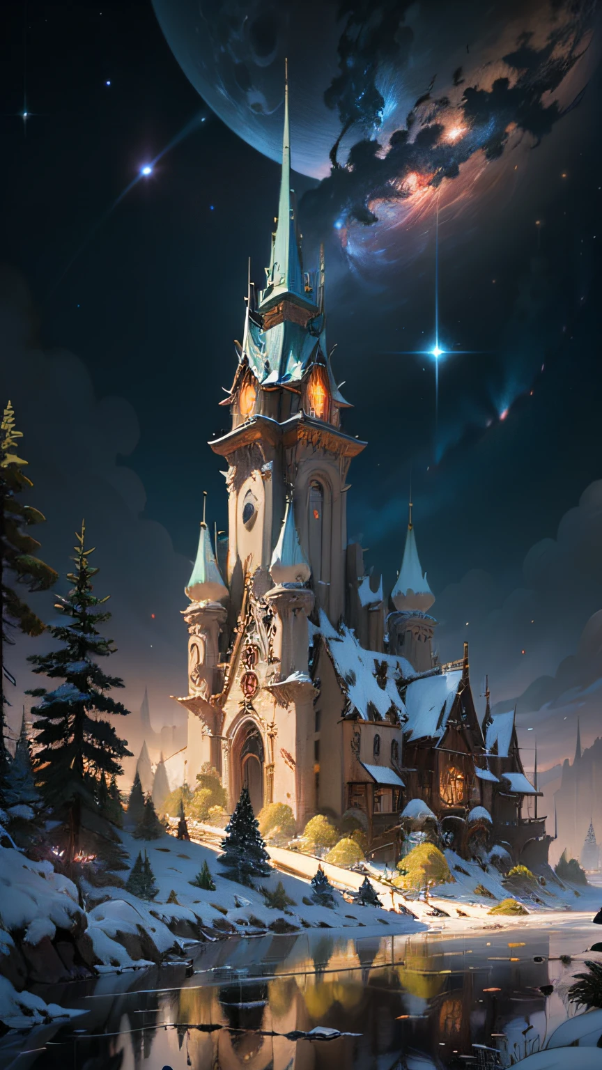 ((Best quality)), ((masterpiece)), (highly detailed:1.3), 3D, In a distant future where the boundaries between science fiction and fantasy have dissolved, the world is a tapestry of awe-inspiring wonders. Enter a universe where magic and technology coexist in harmony, shaping the destiny of civilizations across vast reaches of space.At the heart of this realm lies the Celestial Nexus, an intergalactic hub of mystical energies and technological marvels. Here, arcane knowledge intertwines with cutting-edge science, giving rise to a society where spaceships are imbued with the power of ancient spells, and technology is augmented by the mystic arts.Embark on a grand odyssey as a young explorer, destined to unravel the secrets of the Celestial Nexus. As you traverse the uncharted realms of the cosmos, encounter diverse civilizations teeming with beings who possess extraordinary abilities. From the ethereal Elven Spires, where the art of interdimensional travel is perfected, to the cybernetic enclaves of the Android Conglomerate, witness the tapestry of life as magic and technology intertwine.Unleash your latent powers as you become attuned to the energies that flow through the Nexus. Harness the ancient incantations of forgotten sorceries to propel your starship across the vast expanse of the cosmos. Engage in epic battles against cosmic abominations and interstellar tyrants, wielding enchanted weapons infused with futuristic enhancements.As you delve deeper into the enigmatic realms of the Celestial Nexus, uncover the origin of this harmonious fusion of magic and technology. Discover the ancient prophecies that foretell a cataclysmic event threatening to tear apart this delicate balance. Unite with a band of extraordinary beings, each possessing their own blend of magical aptitude and technological expertise, to embark on a perilous quest to save the Nexus from imminent destruction.In this epic saga, your choices will shape the fate of worlds, as the boundaries between science and sorcery blur. Will you strive to maintain the delicate equilibrium between magic and technology or plunge headlong into uncharted territories, seeking to redefine the very fabric of reality?Prepare to be enthralled by the limitless possibilities of the Celestial Nexus, where science fiction and fantasy meld into a sublime symphony of adventure, where the cosmos itself becomes the canvas for your journey,HDR (High Dynamic Range),Ray Tracing,NVIDIA RTX,Super-Resolution,Unreal 5,Subsurface scattering,PBR Texturing,Post-processing,Anisotropic Filtering,Depth-of-field,Maximum clarity and sharpness,Multi-layered textures,Albedo and Specular maps,Surface shading,Accurate simulation of light-material interaction,Perfect proportions,Octane Render,Two-tone lighting,Low ISO,White balance,Rule of thirds,Wide aperature,8K RAW,Efficient Sub-Pixel,sub-pixel convolution,luminescent particles,