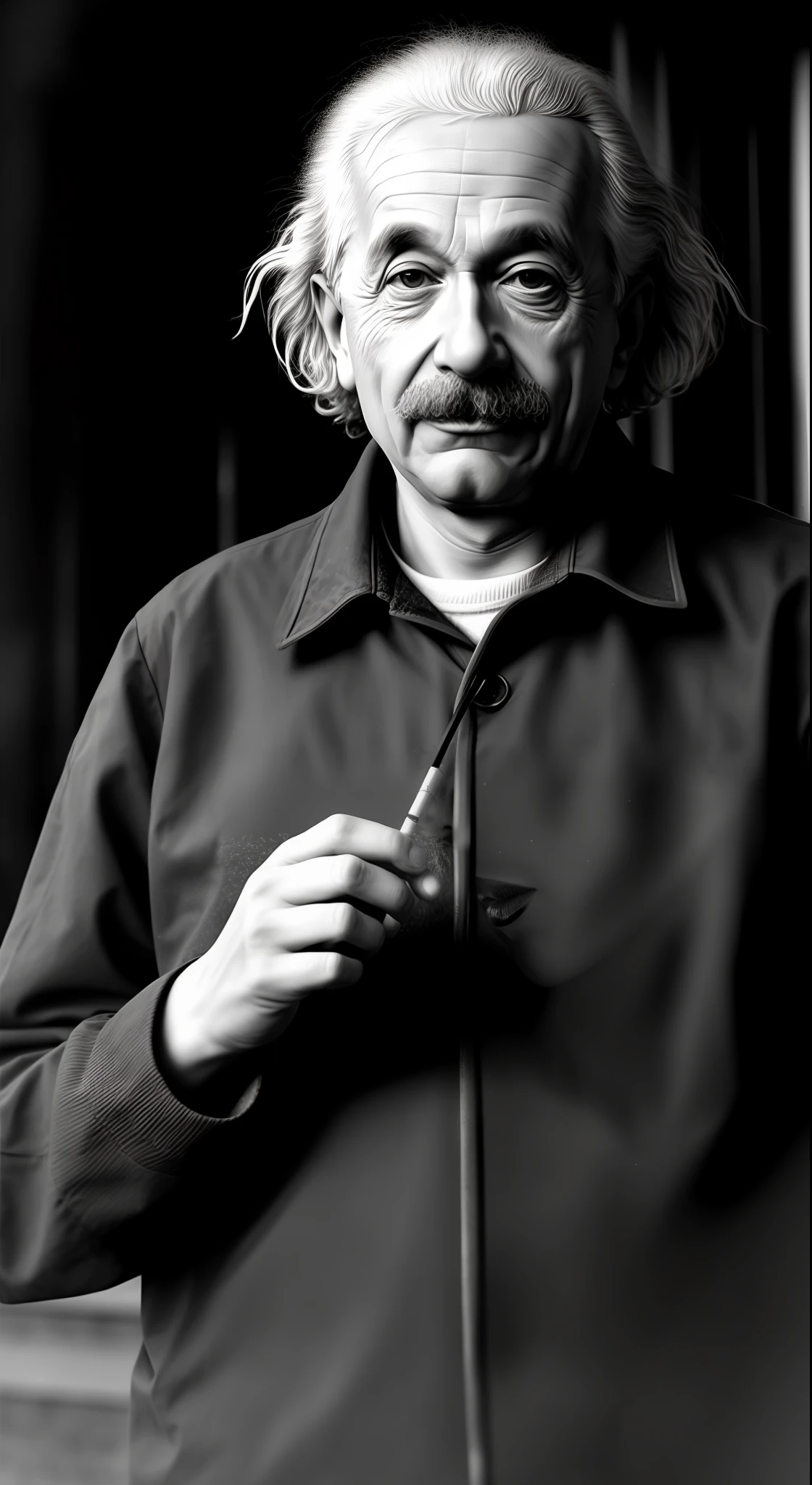 Albert Einstein Smoking: 1.7 Photorealistic: 1.8 Photorealistic: 2Dusk: 1 Telefocal: 1 Bokeh: -0.5 --v 4 --seed 0875486