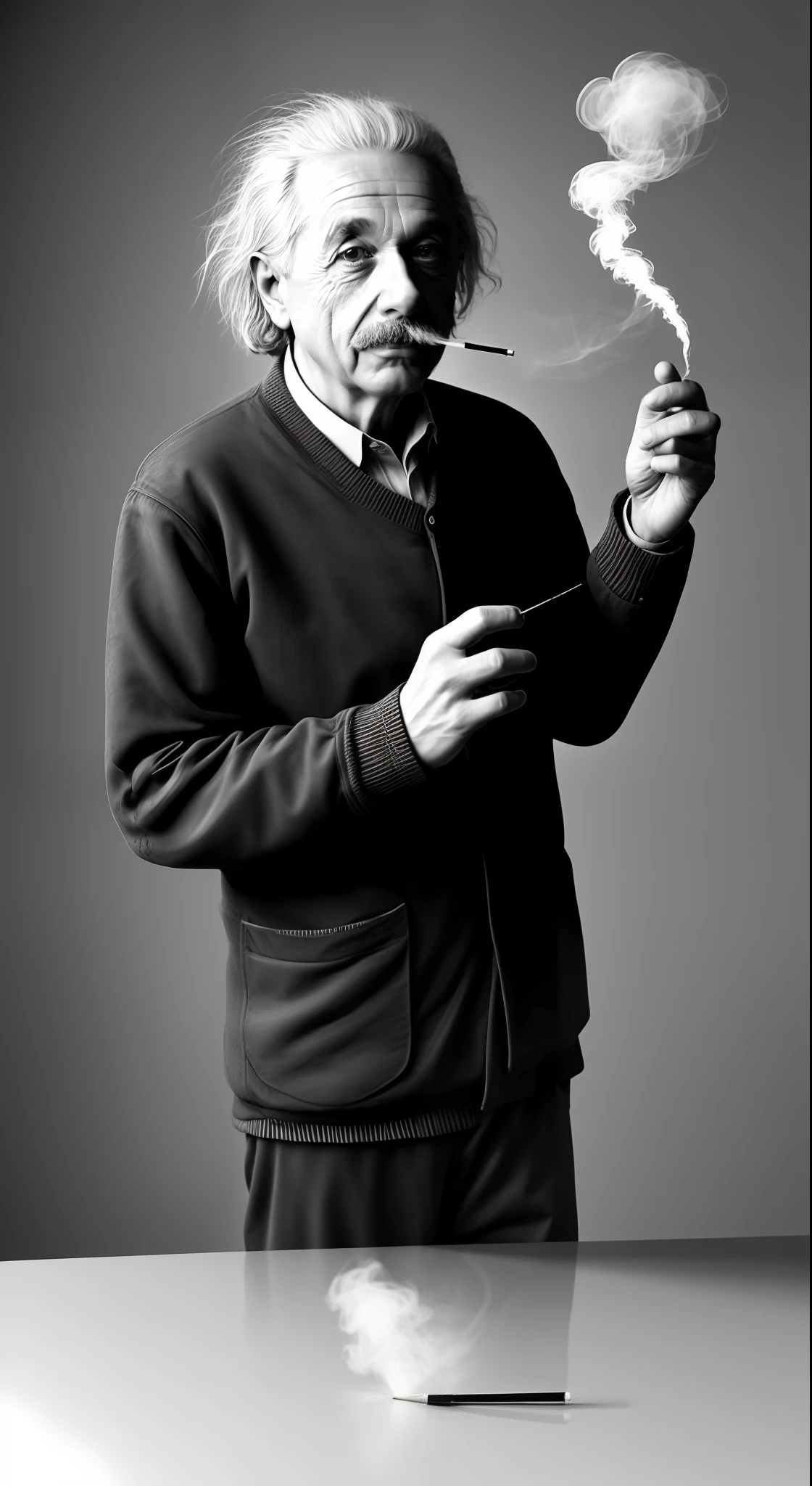Albert Einstein Smoking: 1.7 Photorealistic: 1.8 Photorealistic: 2Dusk: 1 Telefocal: 1 Bokeh: -0.5 --v 4 --seed 0875486