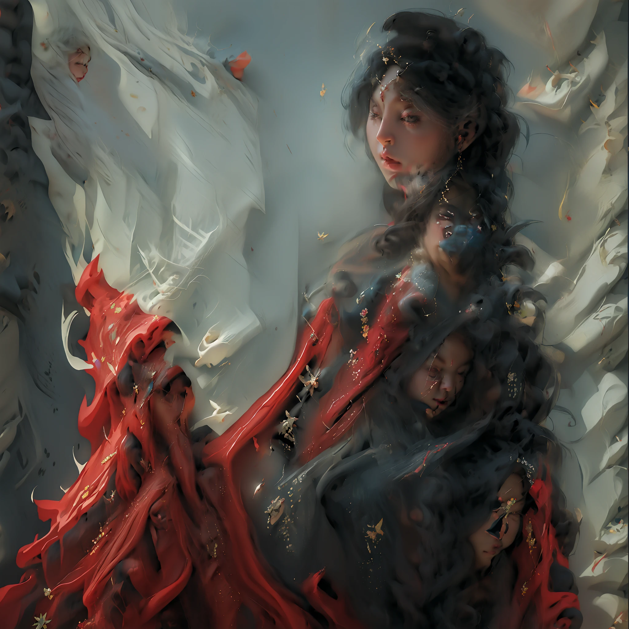 NSFW, Zhongfeng Hua, 1 Girl, Solo, Hanfu, Flower Field, Flowers, (White Smoke:1.3) (Realistic:1.4), Zen Entanglement, Genshin,Ganyu, Tangled, Official Art, Unity 8k wallpaper, super detailed, beautiful and beautiful, masterpiece, best quality, (dynamic angle: 1.4), glowing skin, (floating colorful flashes: 1) The most beautiful chaotic forms, elegance, brutalist design, bright colors, romantic depth of field exotic_dance, half_ naked