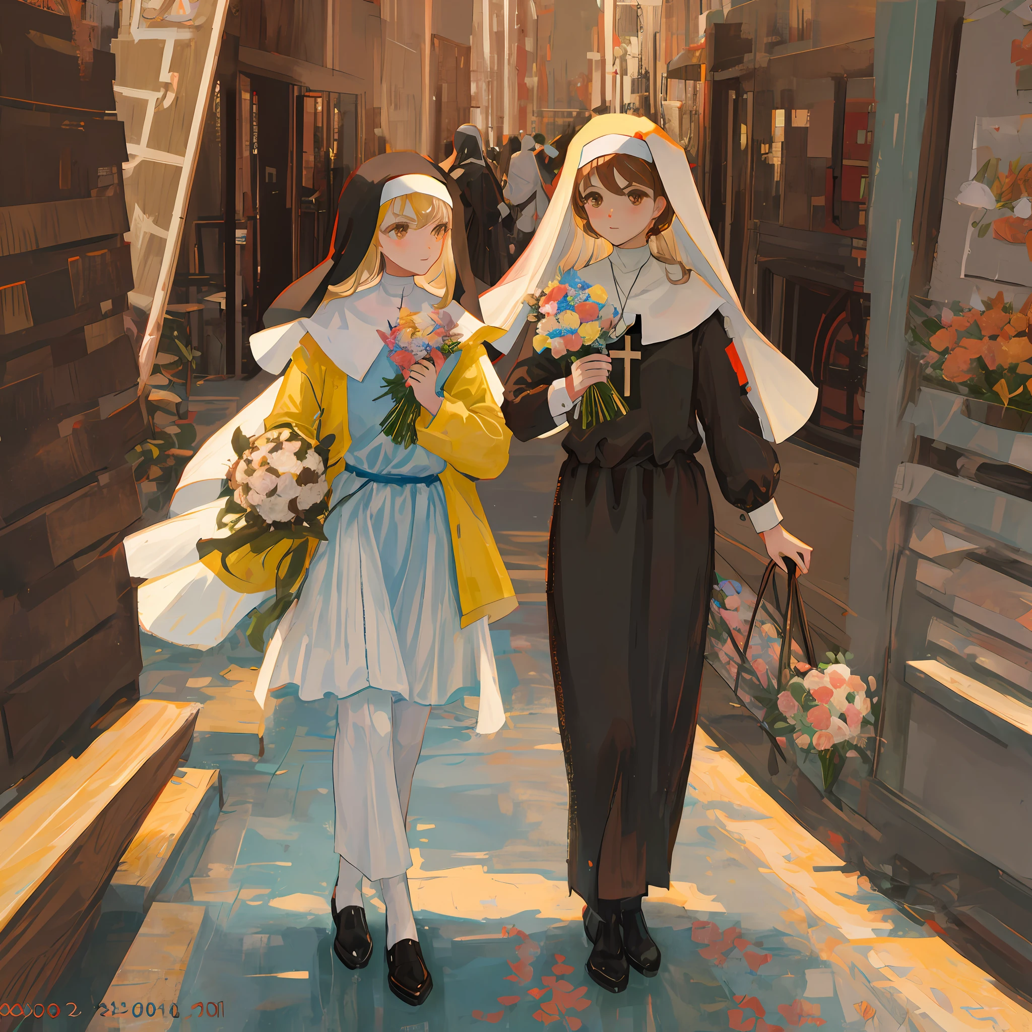 SeaArt Robot
Txt2Img
00:46:35
young and serene face, brown or blond hair and brown eyes, bouquet of flowers,in hand,red,nun's clothes,cross,in hand,brown color