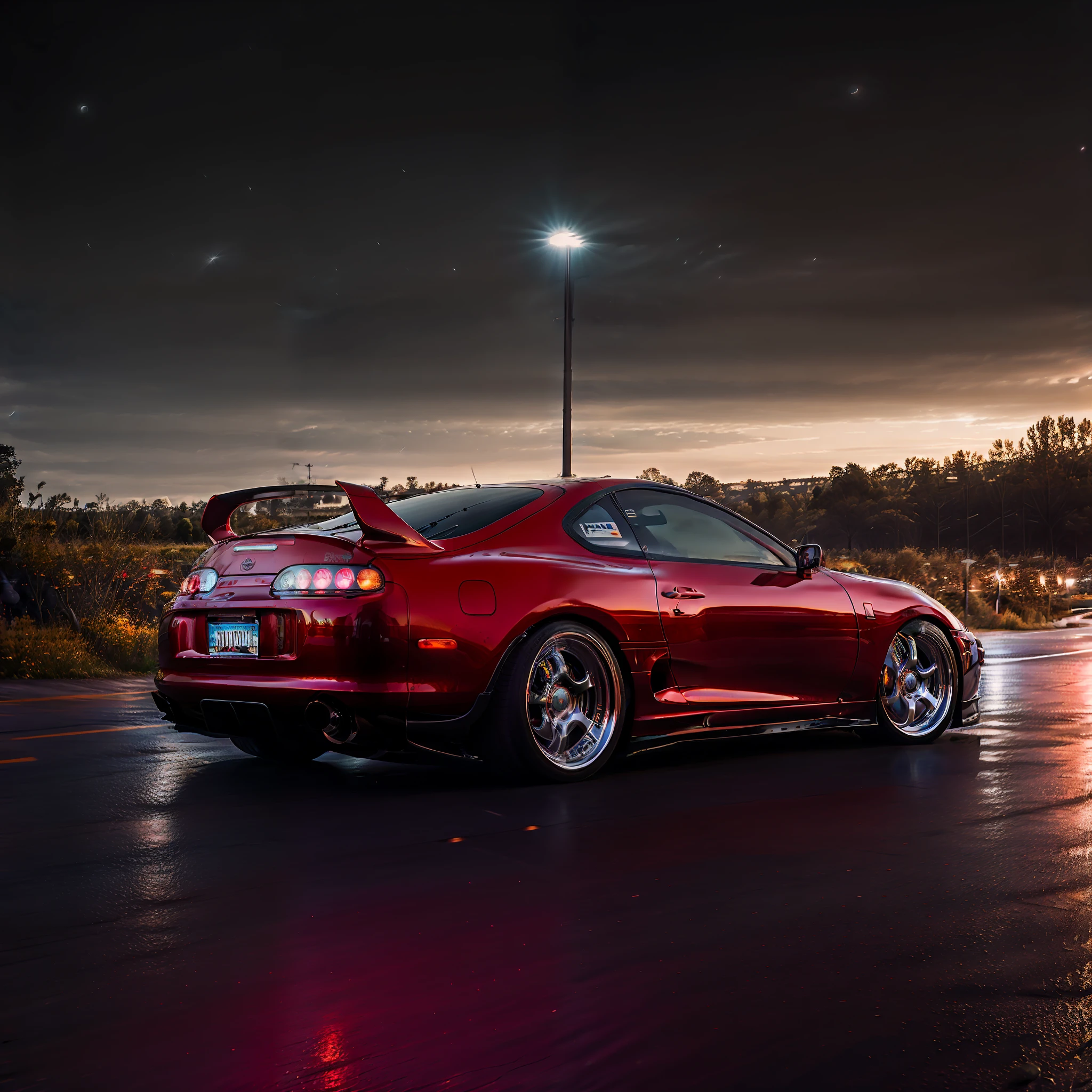 (STANCE), masterpiece, best quality, official art, extremely detailed CG unity 8k wallpaper, illustration, light, car, bright, sports car, car focus, road, ((need for speed)), ((NFS)), traffic, wet, ((night, midnight))),neon lights,drift, (MARKII)