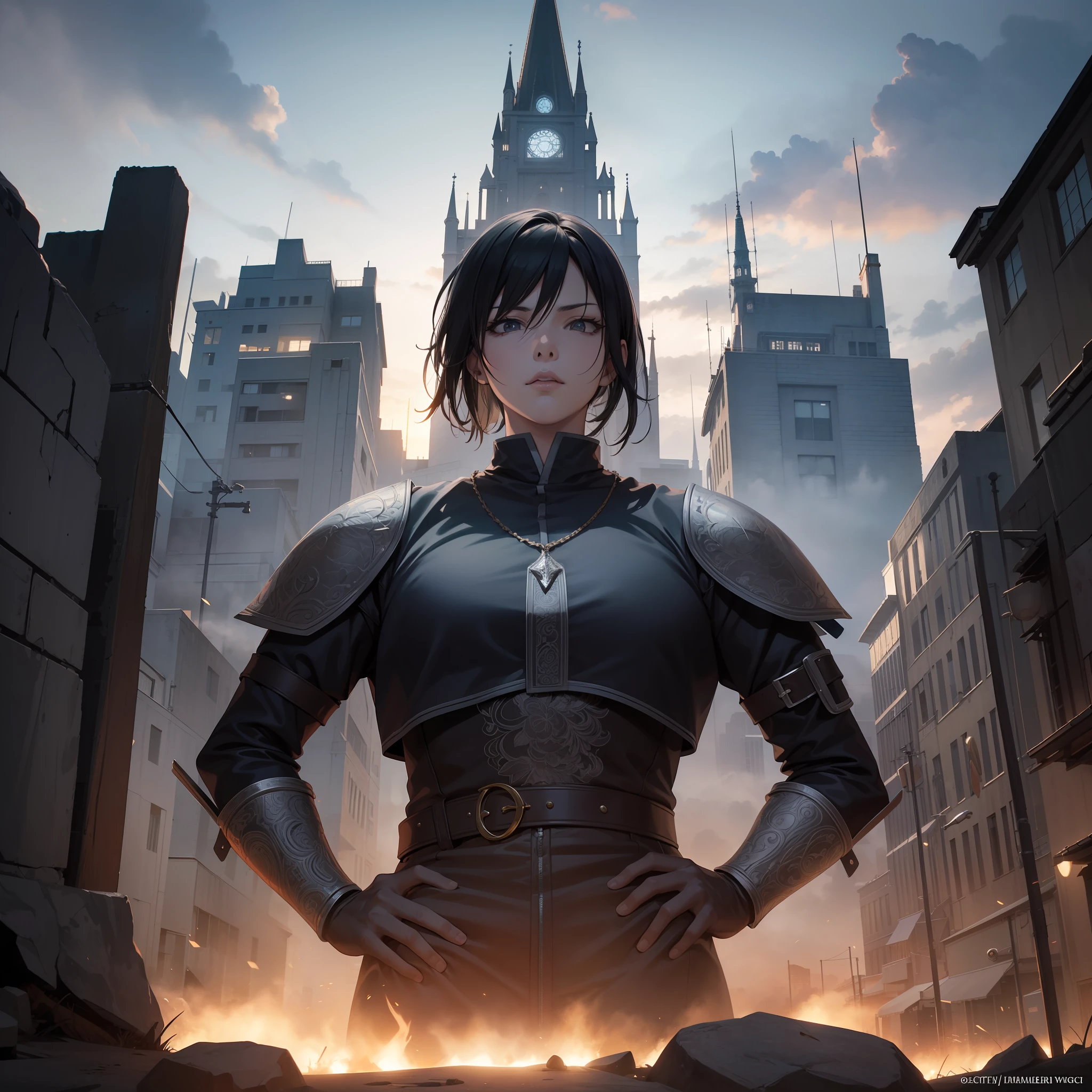(((MANGA))), black and white manga, middle ages fantasy world city, Medieval manga rpg city, magic city, manga japanese style, big wall and houses the background, rpg, masterpiece, advanced quality, beautiful lighting, light fog, representation, 4k, unreal engine, intricate, highly detailed, beautiful lighting, light fog, 8k, trending at Artstation, professional, dramatic, illustration, high quality, award-winning portrait, f/22, symmetrical , dynamic poses, concept art portrait by Hajime Isayama and Takehiko Inoue and Koyoharu Gotouge Art.