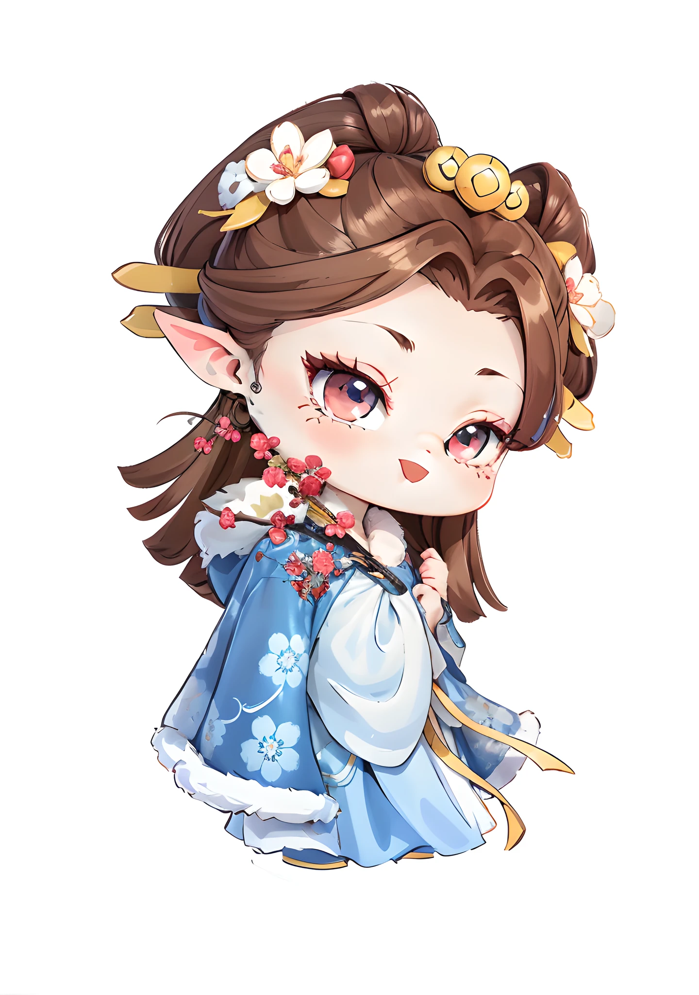 A cute cartoon girl, cute art style, cute detailed digital art, stylized anime, anime style illustration, digital anime illustration, cute digital painting, 8k, cute characters, high degree of refinement of costume, costume details, clear folds of clothing, clear light and dark side of clothing, line art, hat is furry