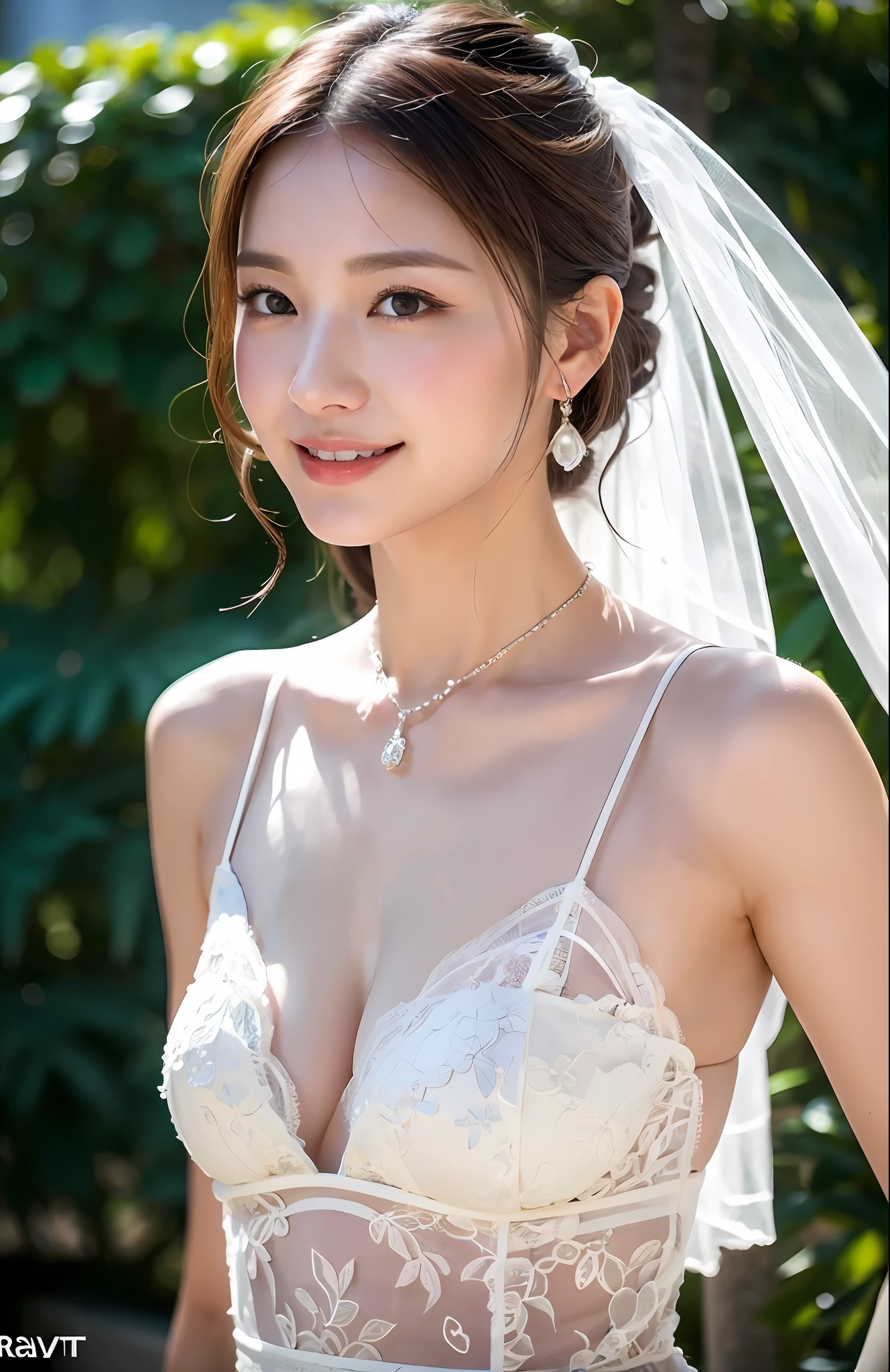 Turbulent posture, (very delicate and beautiful work), (masterpiece), 1girl, girl in wedding dress, veil, lace, high definition, ridiculous, charming expression, smile, beautiful clear eyes, green eyes, delicate necklace, delicate earrings, full body, seaside, simple background blur, ultra-fine depiction, beautiful, attractive, ultra-fine picture, delicate face, delicate figure, thin collarbone, nice lips, beauty big, Soft Back, Mix4, (8k, RAW Photos, Best Quality), Masterpiece: 1.2), (Realistic, Photorealistic: 1.37), One Girl, Cute, Professional Lighting, Photon Mapping, Radiosity, Physically Based Rendering