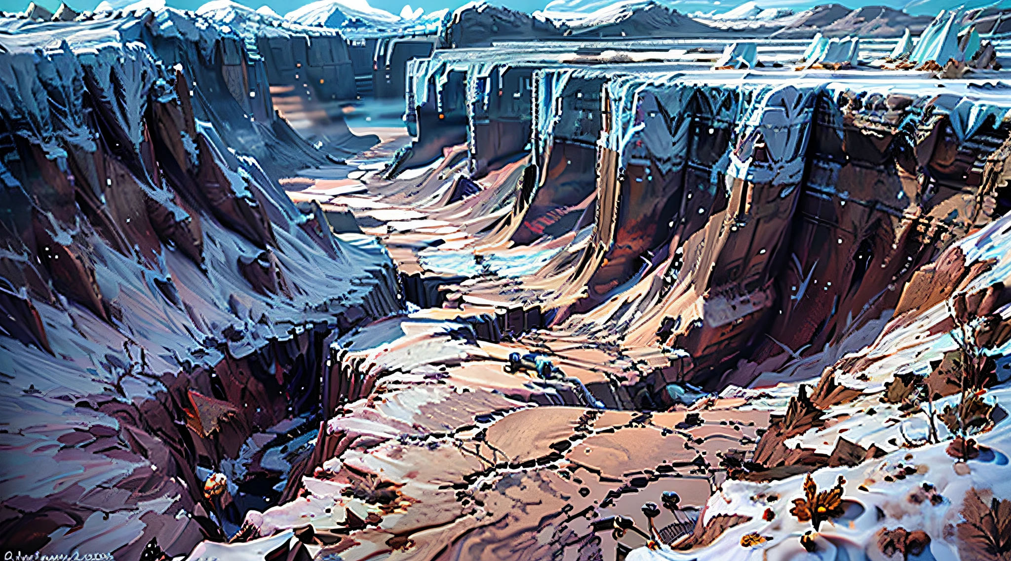 glaciers, ice sheets, moraine, ice valleys, glacial formation, glacial age, interglacial period, temperature drop, snow and ice cover, biological adaptation, biological extinction, geomorphological change, global climate change, ice melting, glacial movement, moraine plains, earth's surface changes, cold climate, dry environment, high latitudes, vegetation loss, valleys, canyons.((castle))